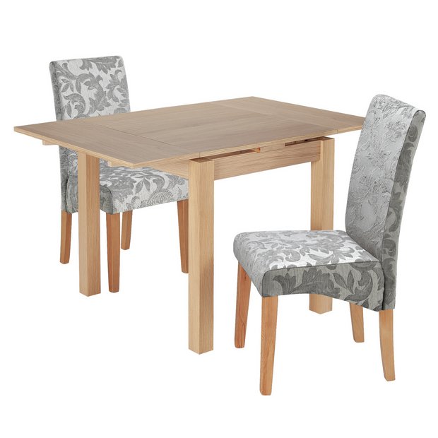 Buy Argos Home Clifton Oak Extending Table 2 Grey Damask Chair Space Saving Dining Sets Argos