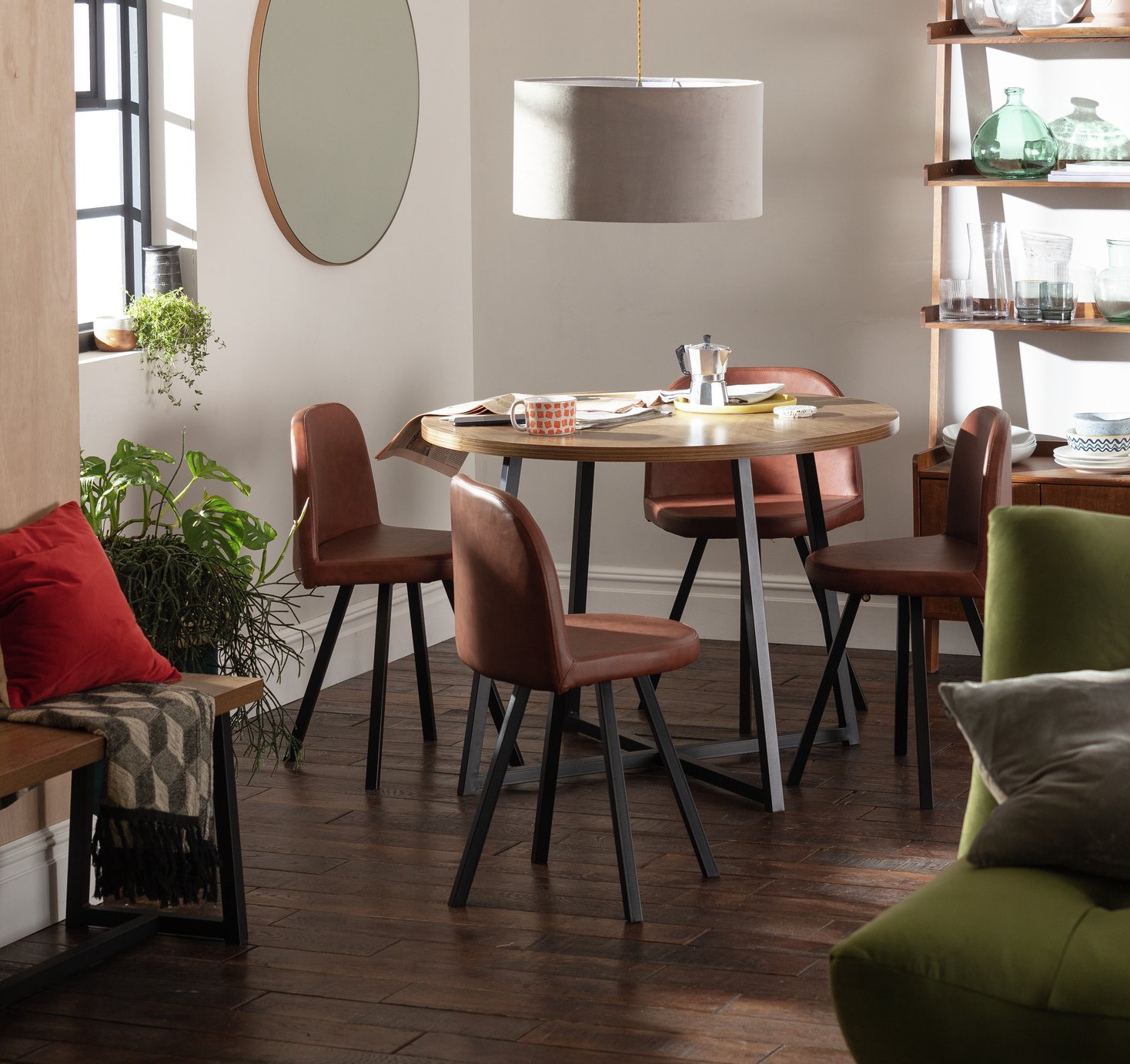 Habitat Nomad Oak Dining Table & 4 Chocolate Chairs