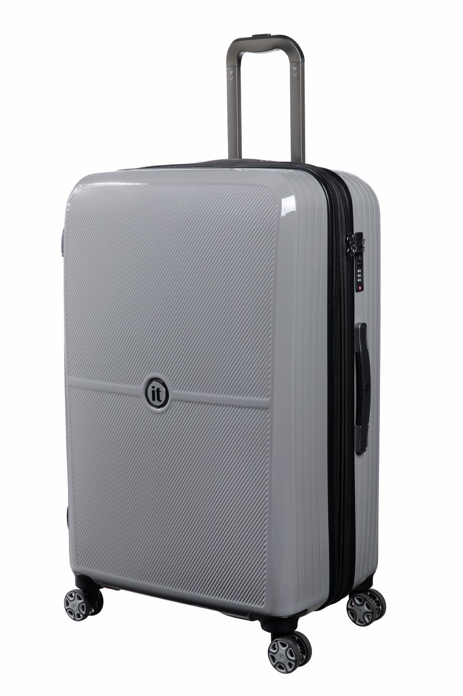 IT Luggage Optical Ultimate Expandable 8 Wheel Hard Large Suitcase - Grey
