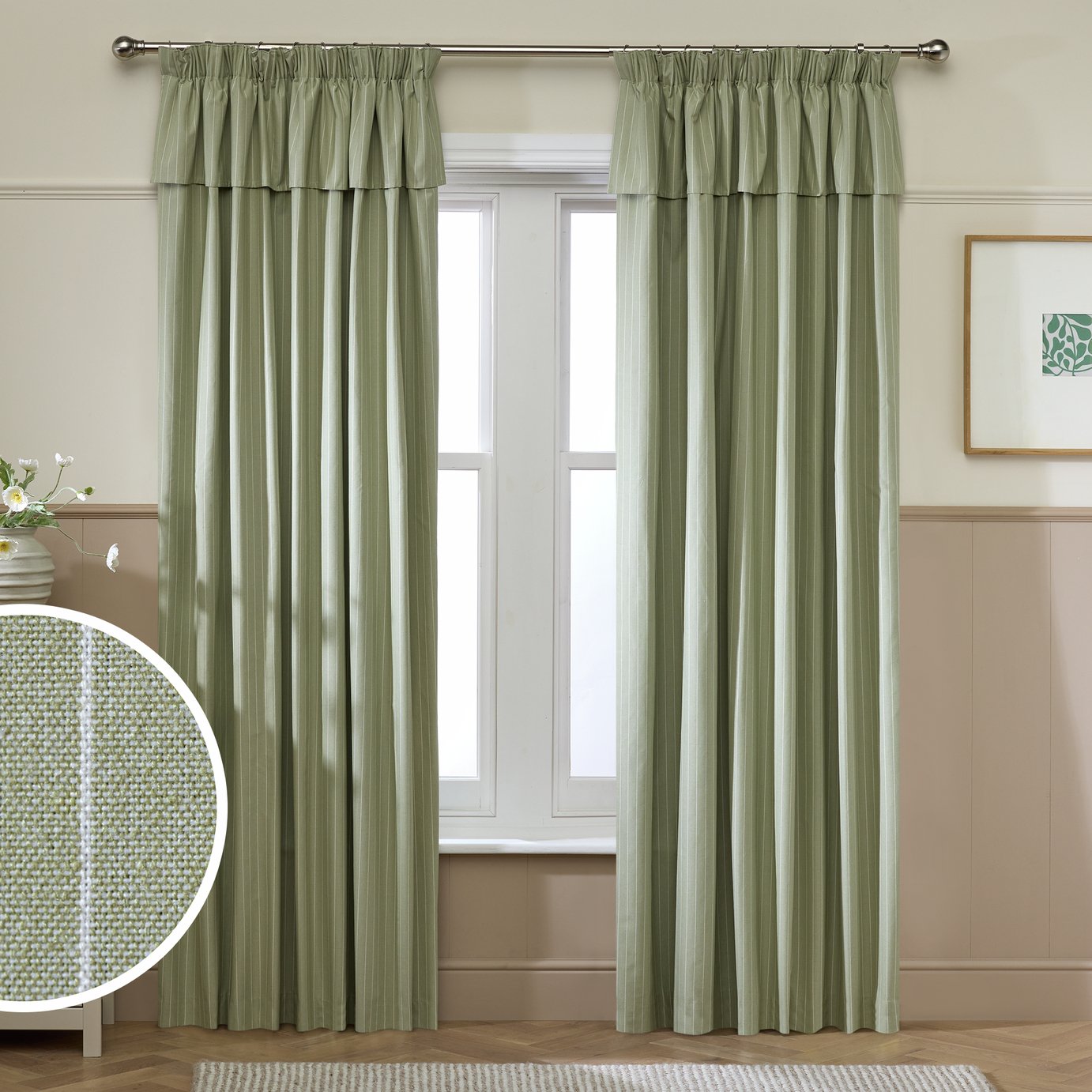 Argos Home Frill Stripe Curtain - Green