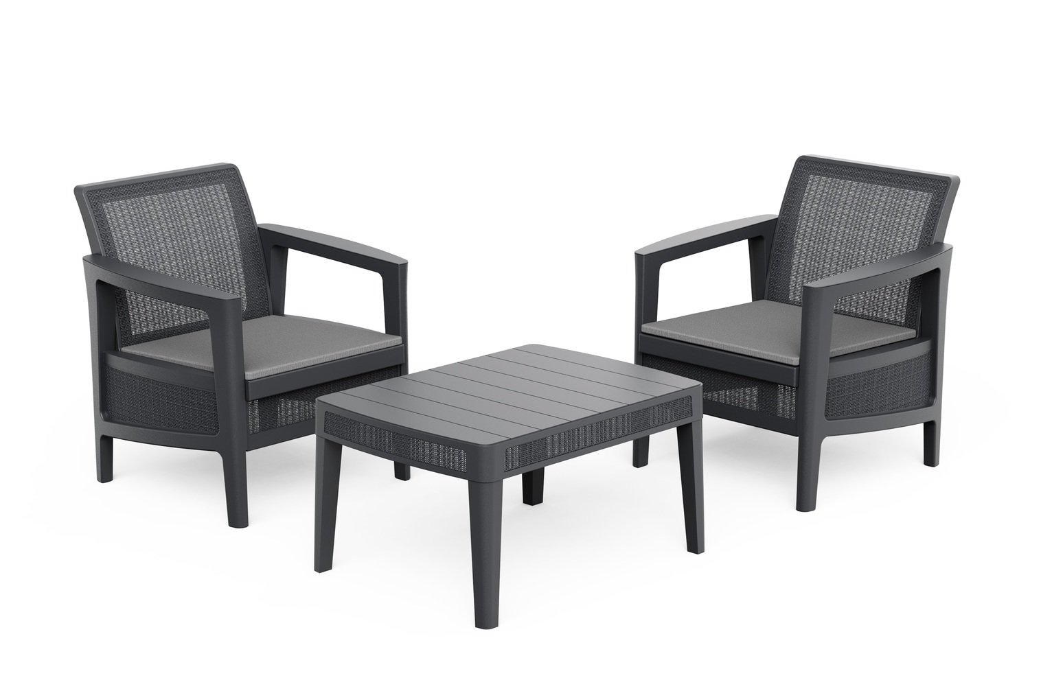 Keter Atlas Linea 2 Seater Resin Bistro Set - Grey