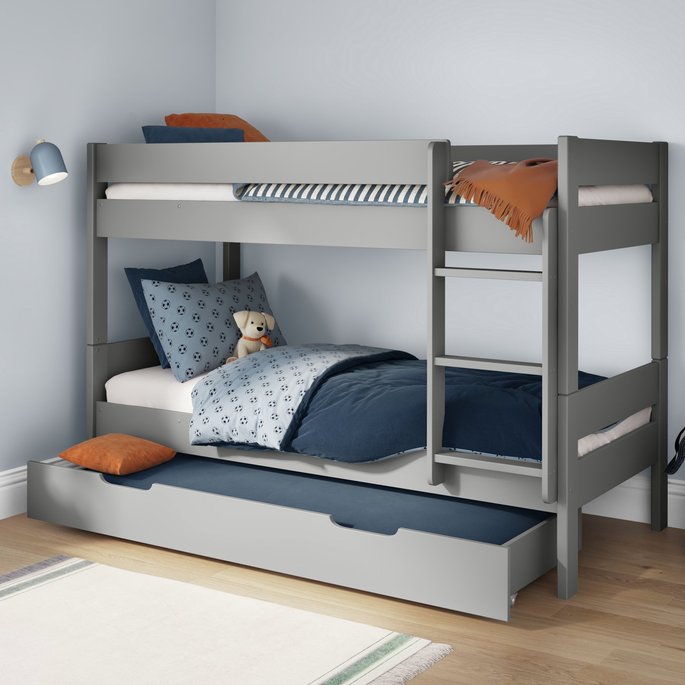 Stompa Compact Single Detachable Bunk Bed With Open Trundle and Mattress - Grey