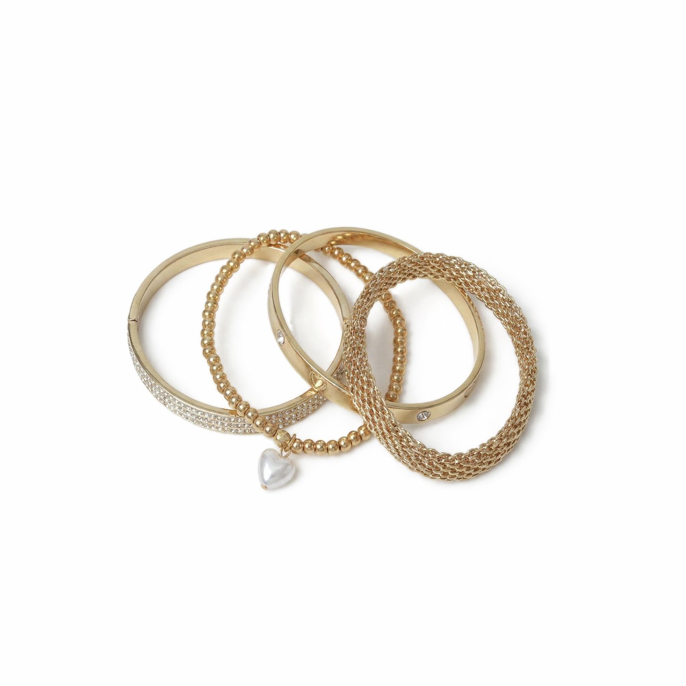 Liars & Lovers Gold Tone Mixed Bangle and Bracelet Stack - Pack of 4