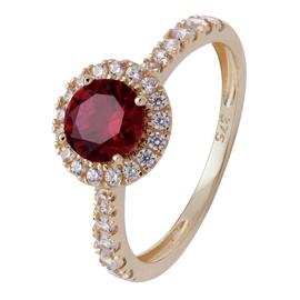 Revere 9ct Gold Ruby Colour Cubic Zirconia Halo Ring