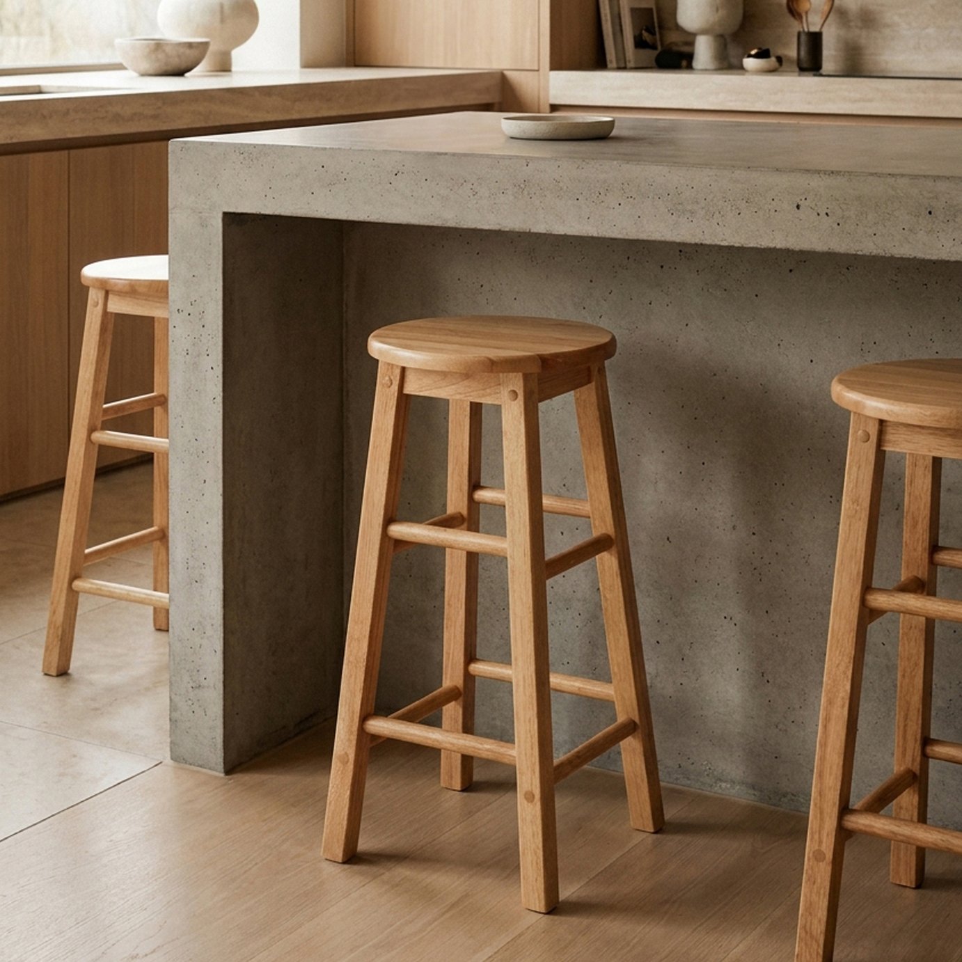 Maison Selby Solid Wood Bar Stool - Natural