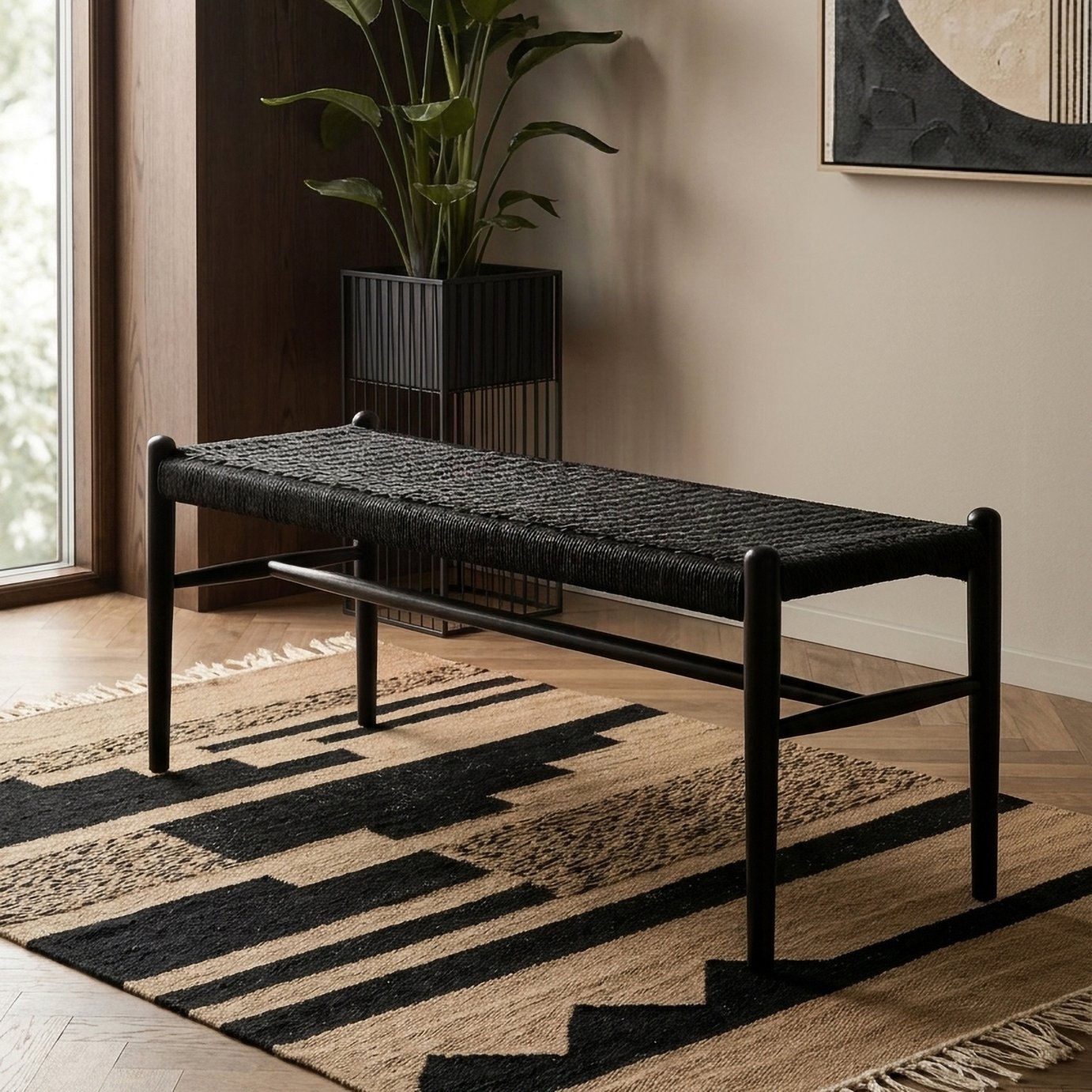 Fifty Five South Cebu Solid Wood Bench - Black