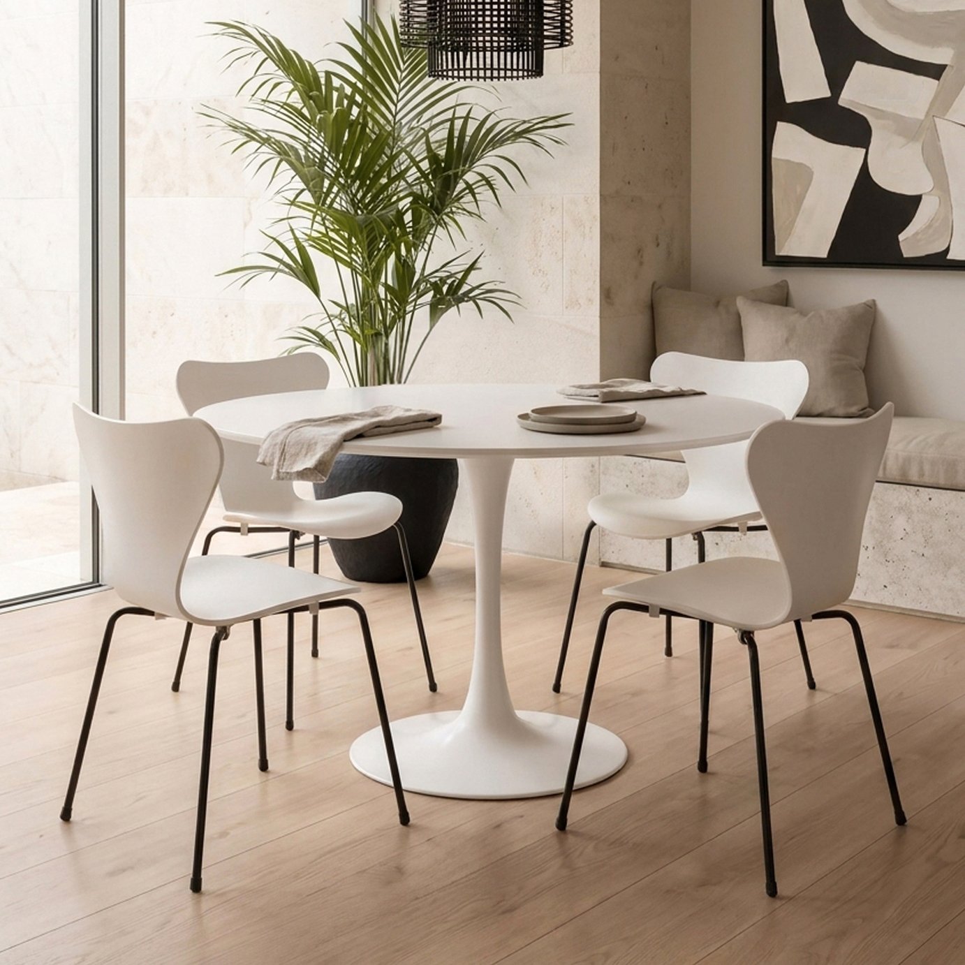 Interiors by Premier Laila 4 Seater Round Dining Table - White