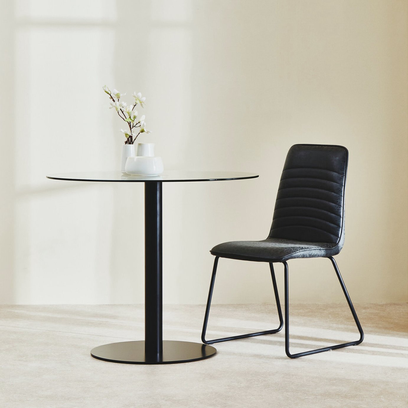 Interiors by Premier Metropolitan 4 Seater Round Dining Table - Black