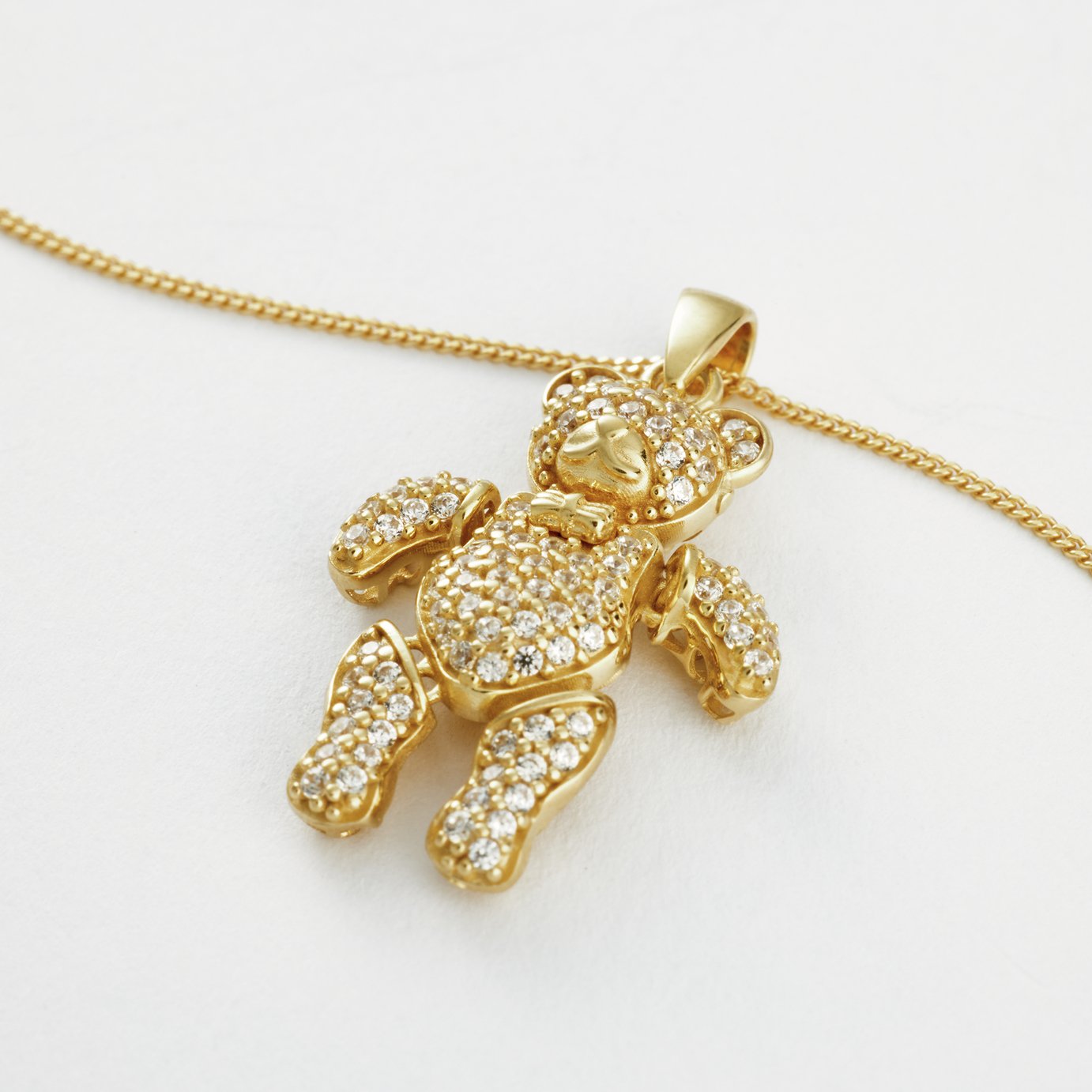 Revere 1 Micron Gold Plated 925 Sterling Silver Teddy Pendant Necklace