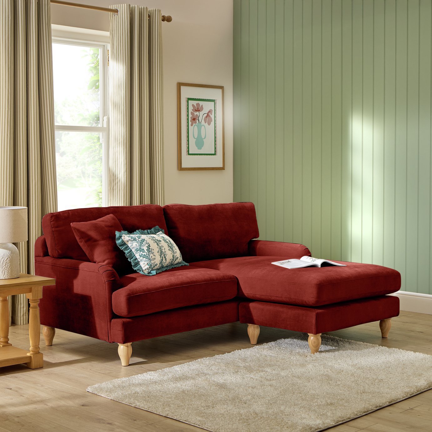 Argos Home Cynthia Fabric Corner Chaise Sofa - Rust