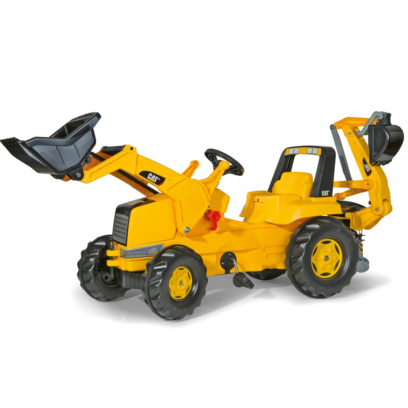 Rolly Toys Caterpillar Tractor Front Loader & Excavator Ride On - Yellow & Black