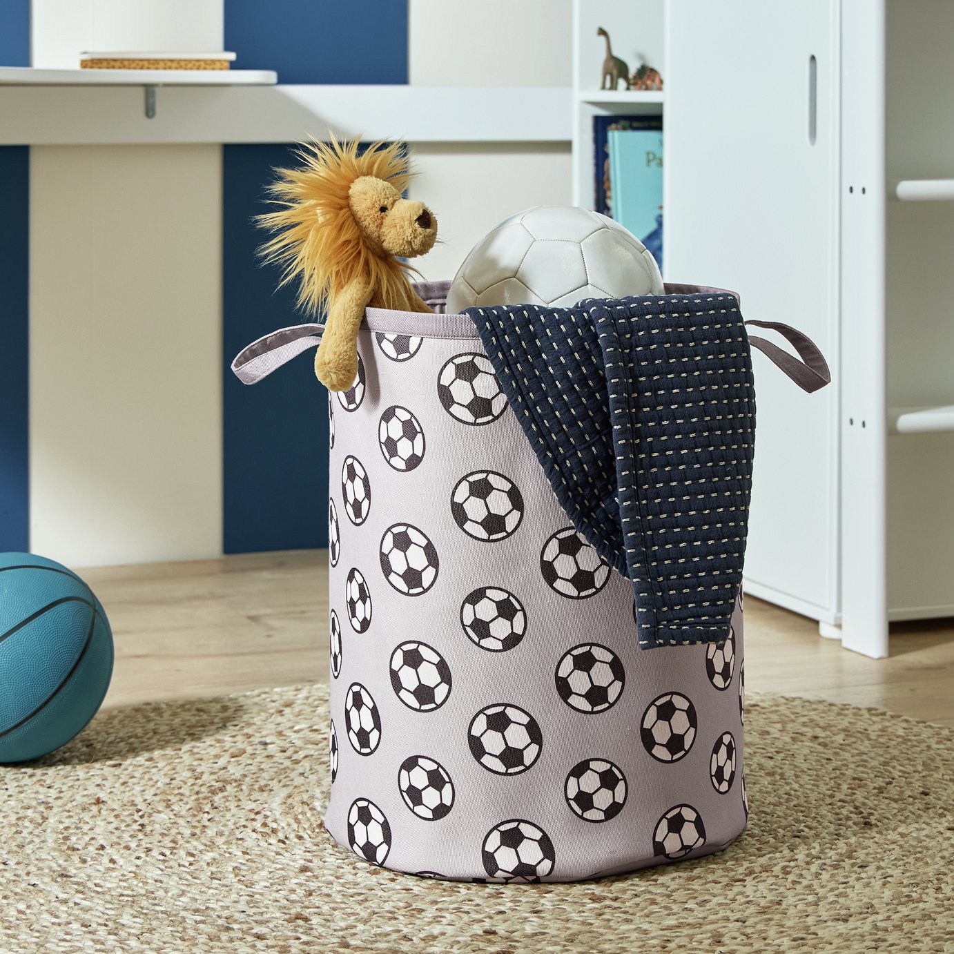 Argos Home Kids Football Storage Basket - Grey