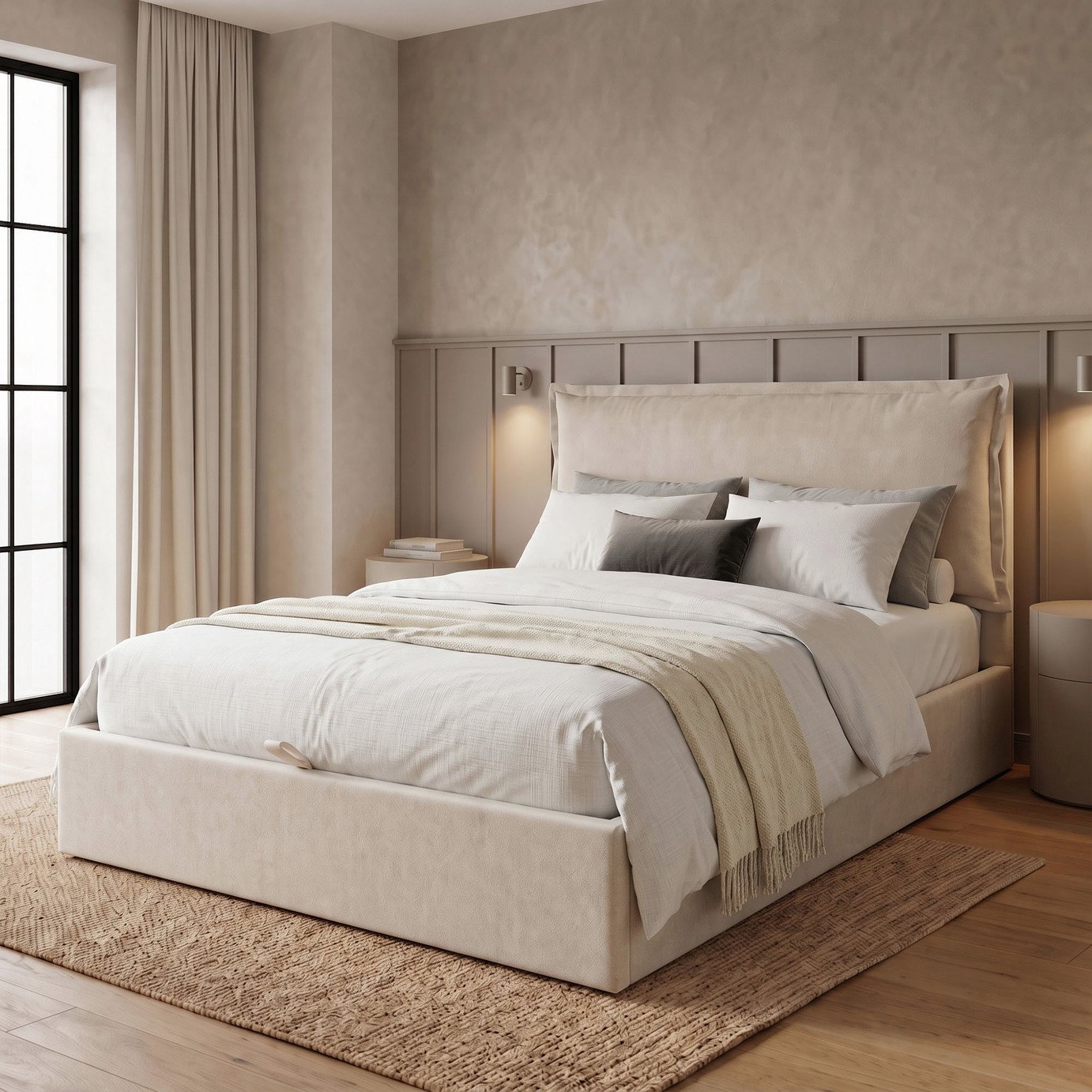 Habitat Ottilie Pillowback Kingsize End Lift Ottoman Bed - Natural