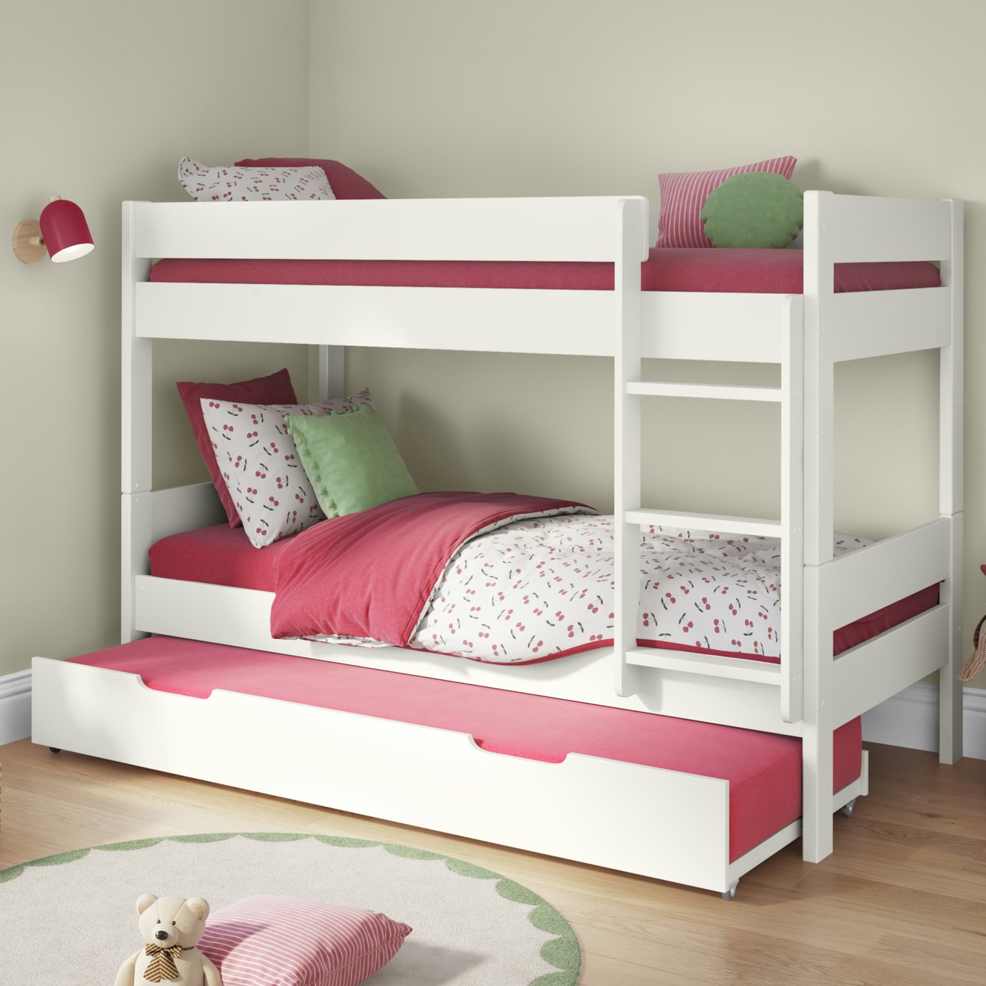 Stompa Compact Single Detachable Bunk Bed Frame With Open Trundle - White
