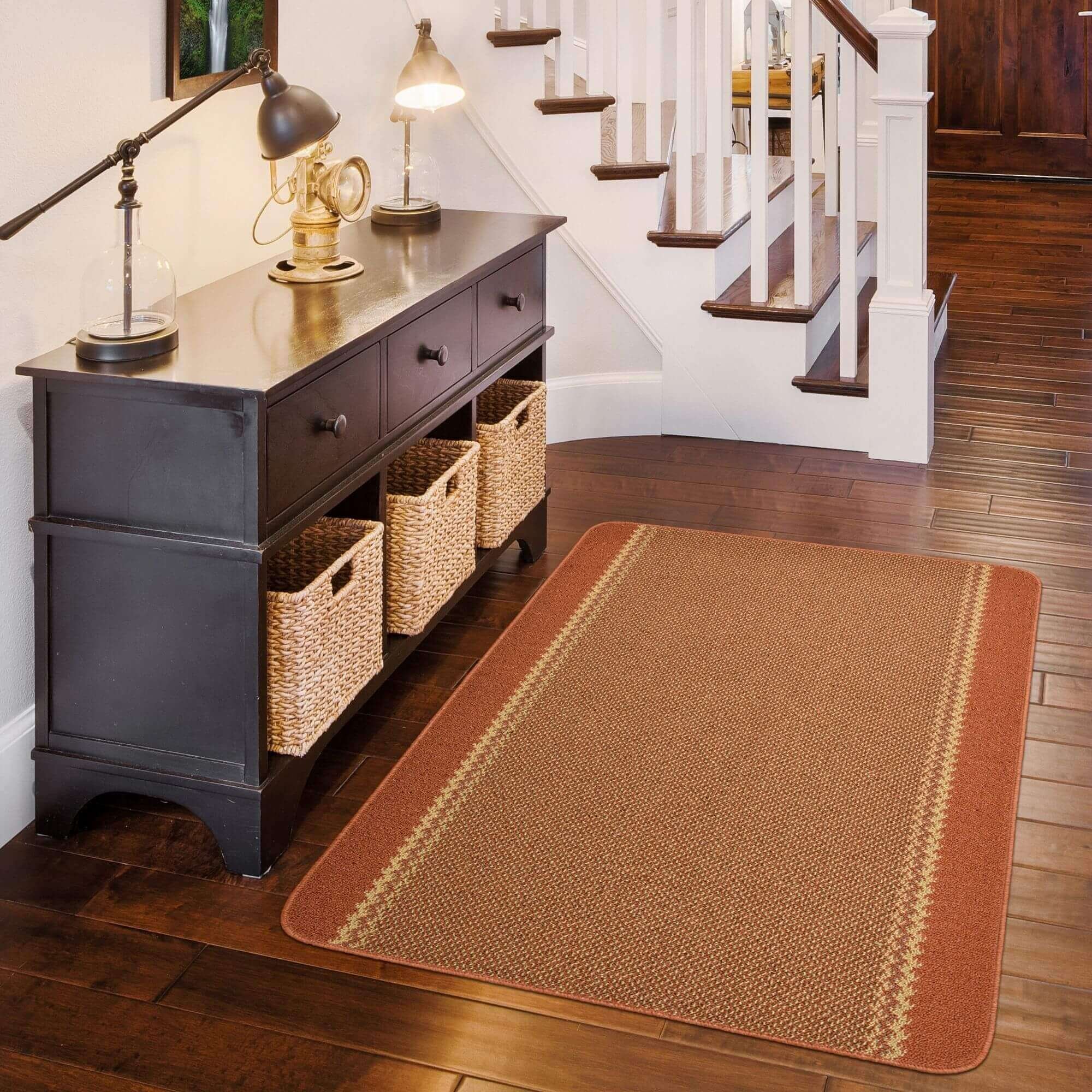 The Rugs Terracotta Lined Bordered Rug - 50 x 80cm