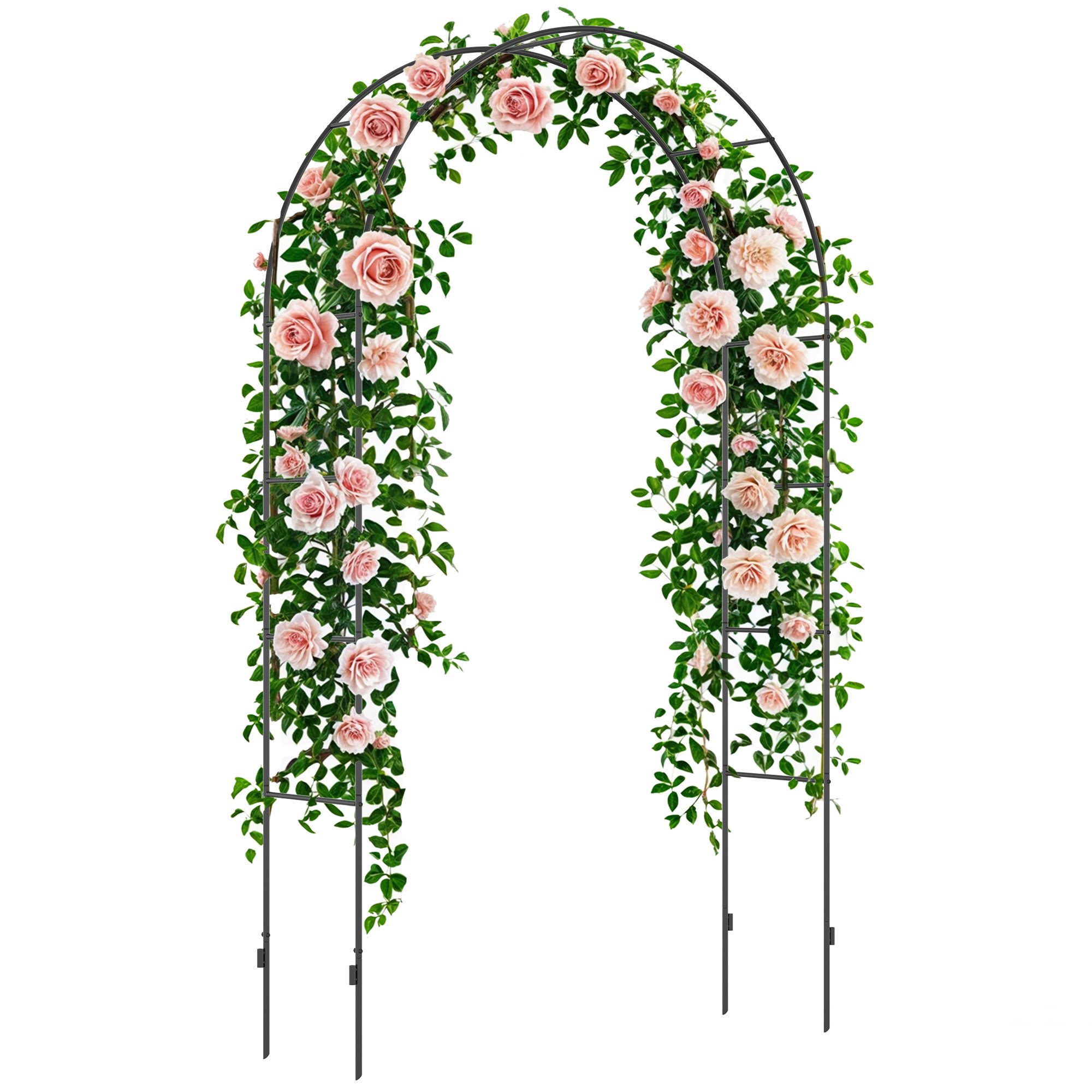 Outsunny Metal Garden Arch Trellis for Climbing Plants - Black