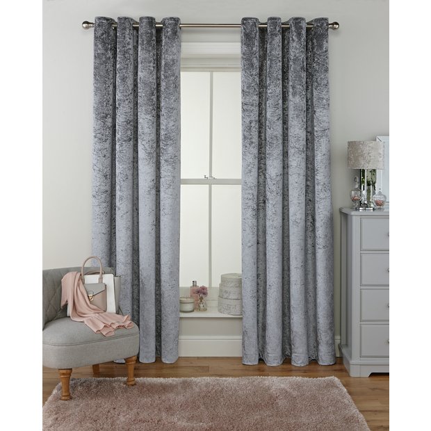 Buy Argos Home Velvet Lined Eyelet Curtains Grey Limited Stock