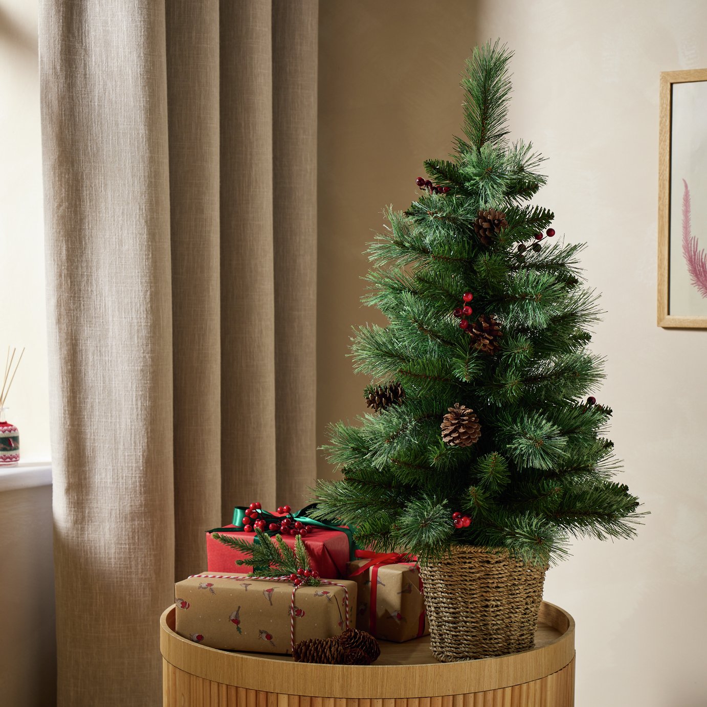 Argos Home 2.5ft Pincone and Fruit Christmas Tree