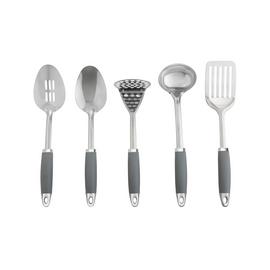 Argos Home 5 Piece Stainless Steel Utensils and Caddy - Grey