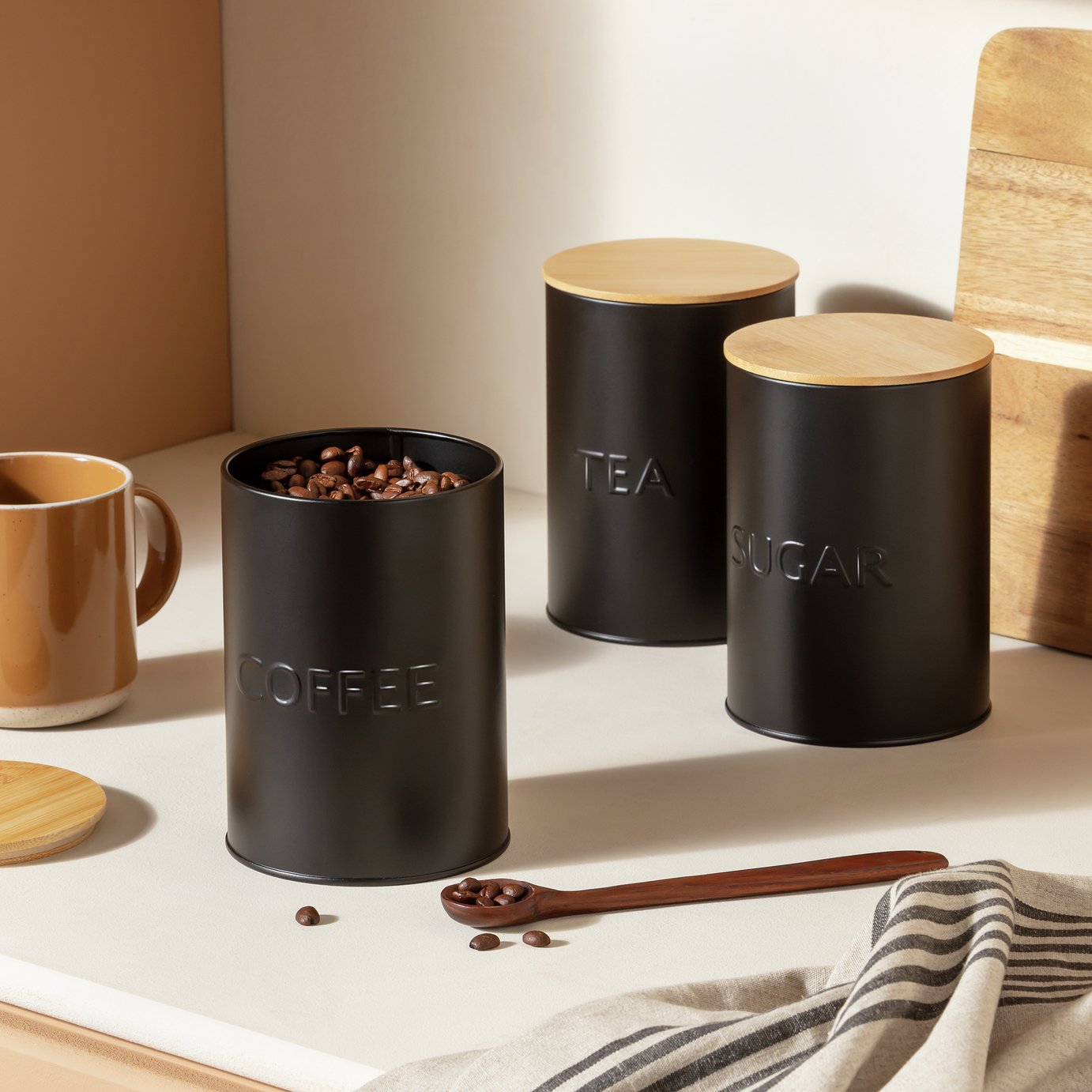 Habitat Embossed Text 3 Piece Food Storage Canisters