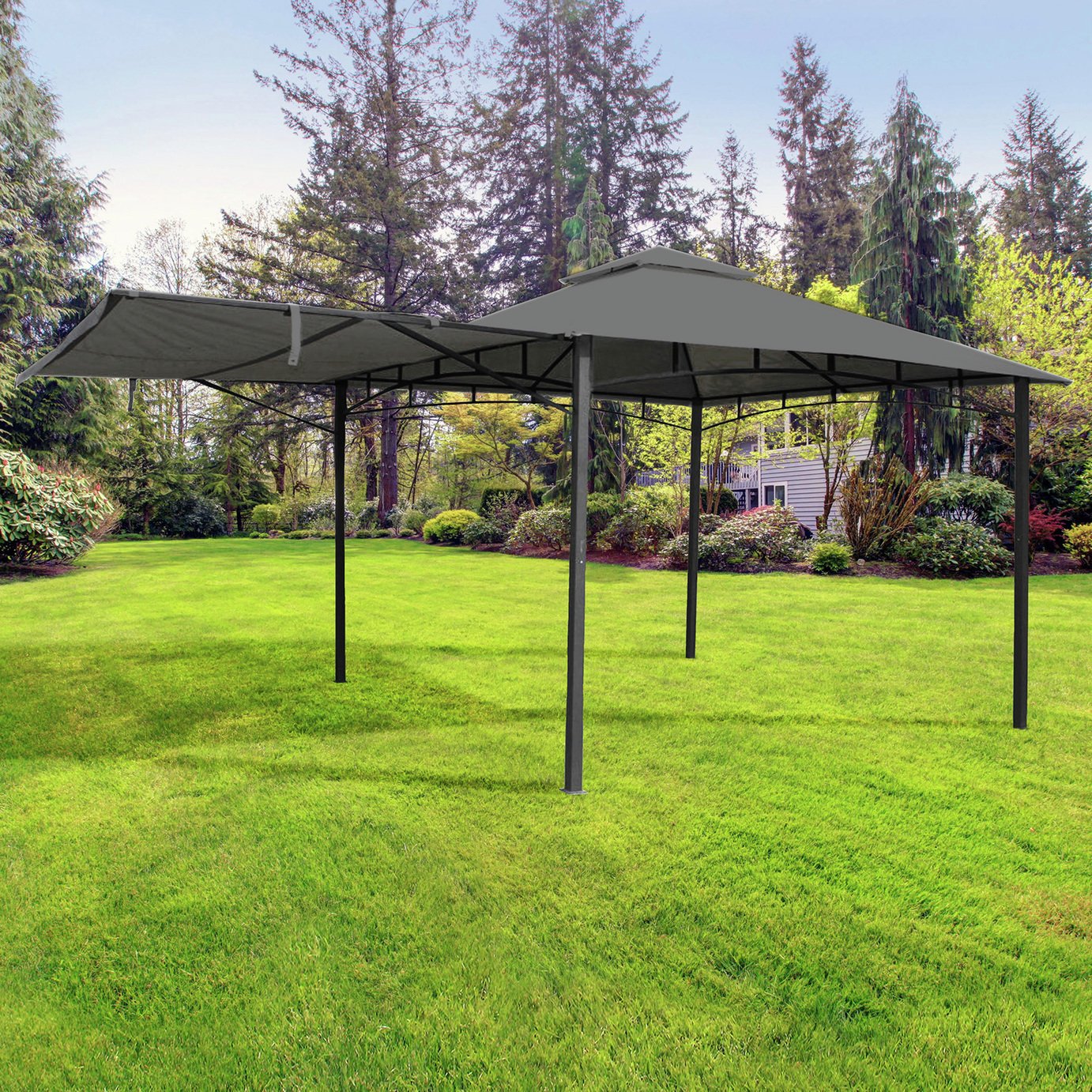 Royalcraft 3.3 x 3.3m Garden Gazebo Algarve with 1 Side Panel - Grey