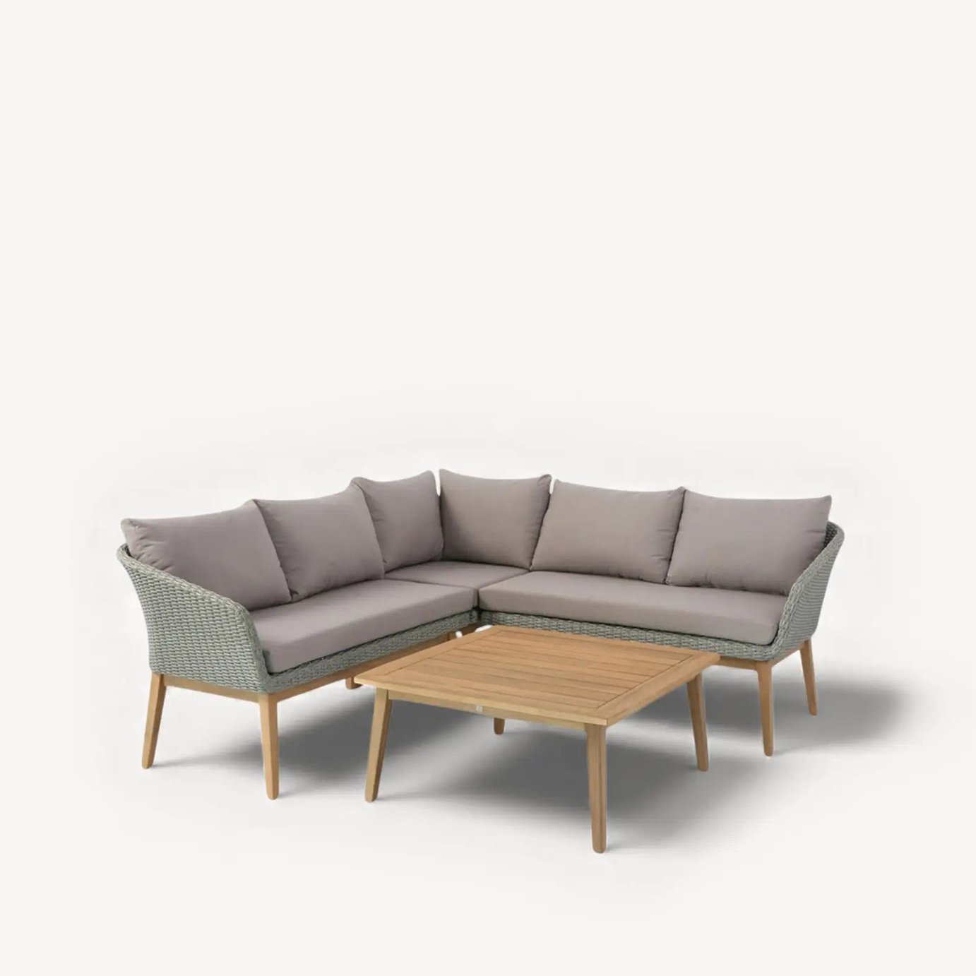 Royalcraft 5 Seater Square Wood Sol Corner Lounging Rattan Set - Grey