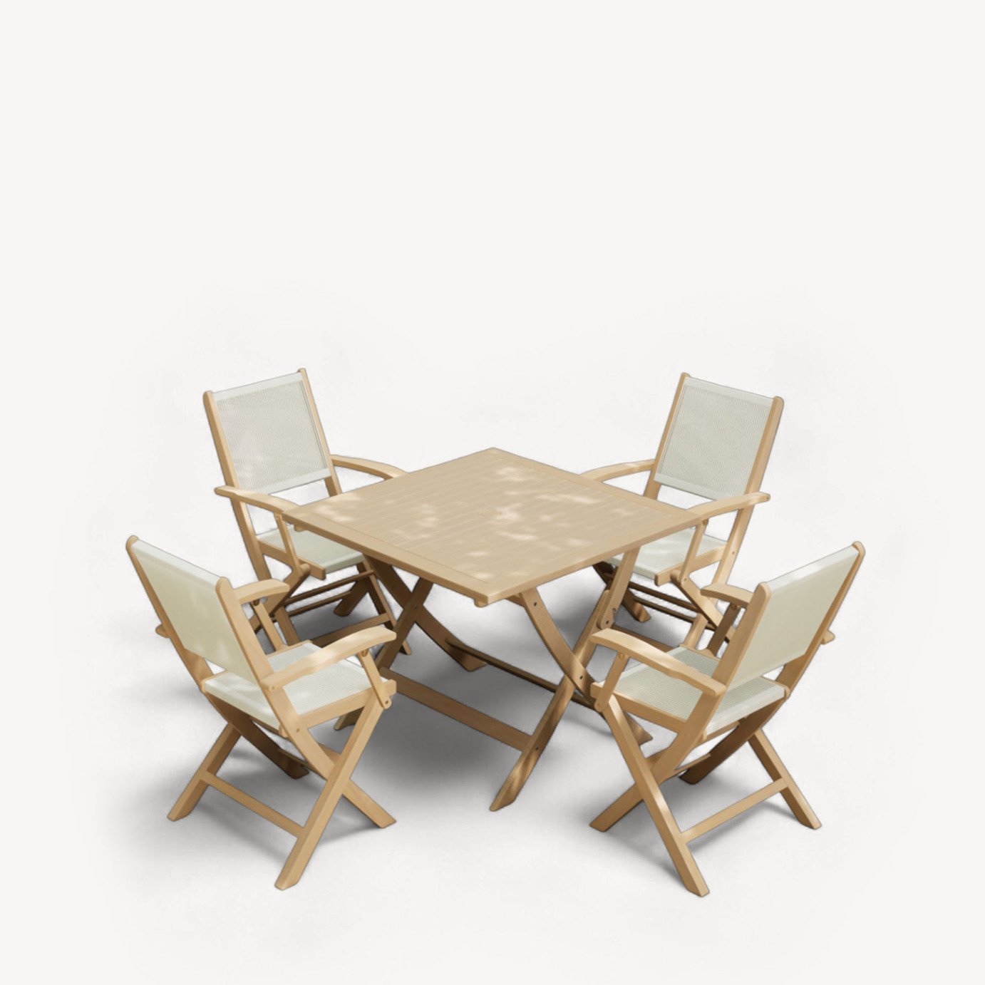 Royalcraft 4 Seater Folding Space Saving Square Wood Bistro Set - Natural