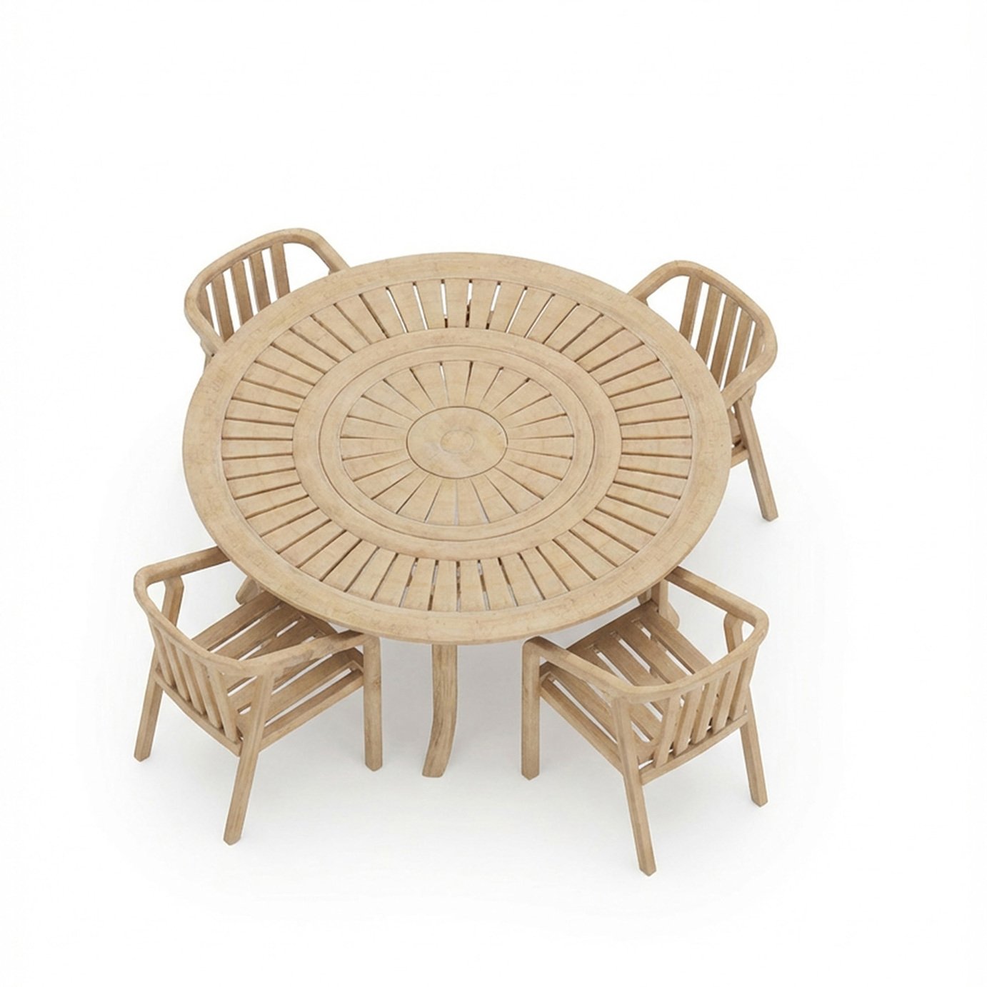 Royalcraft 4 Seater Round Wood Dining Set - Natural Wood