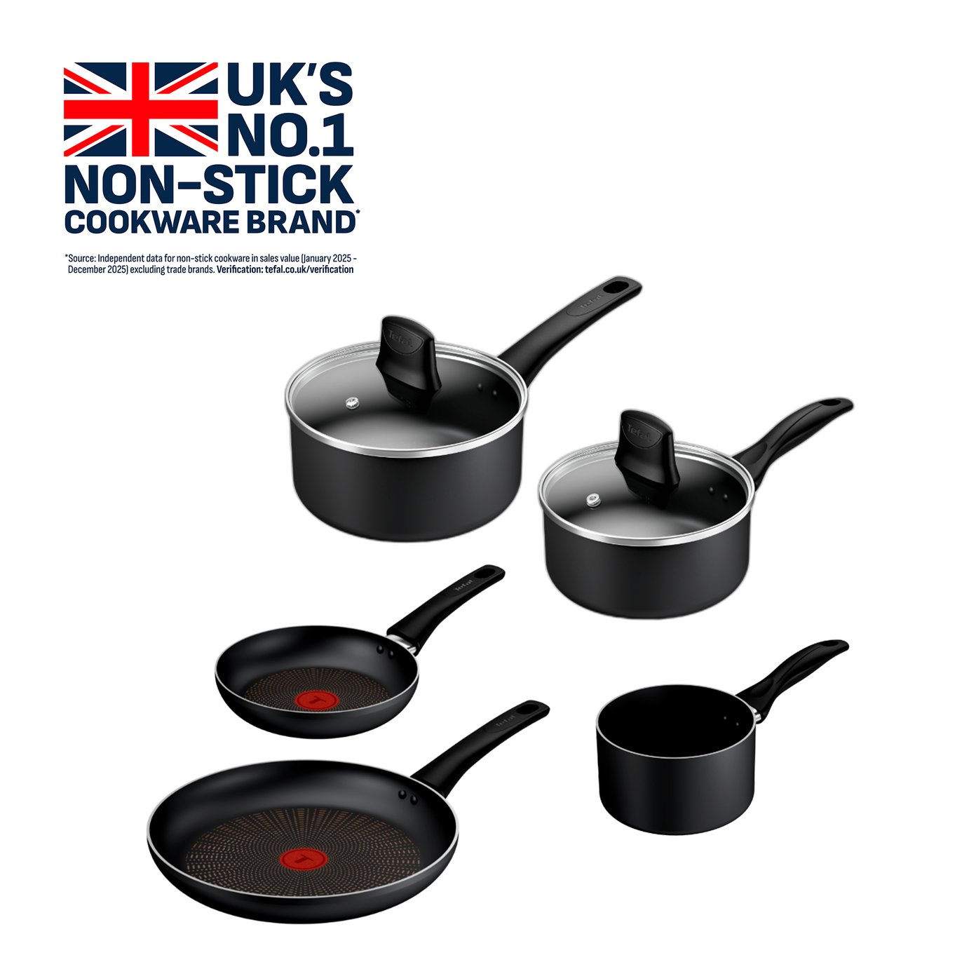 Tefal Extra Non-Induction 5 Piece Non Stick Aluminium Pan Set