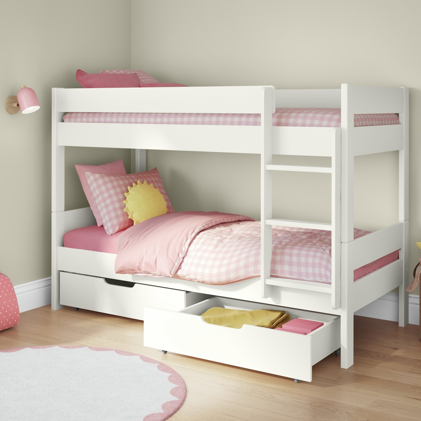 Stompa Compact Single Detachable Bunk Bed Frame With Drawers - White