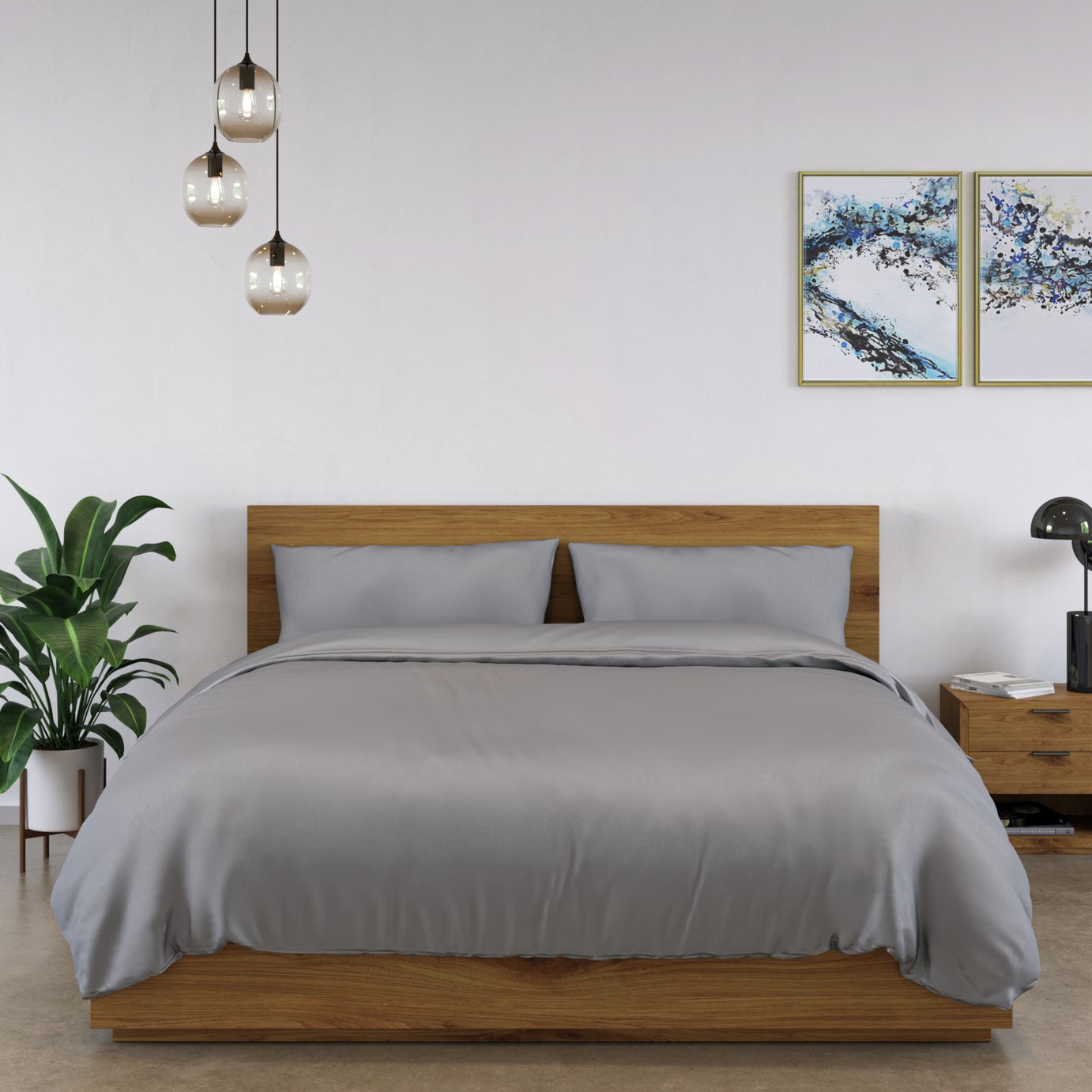 Panda Bamboo 320 TC Plain Light Grey Fitted Sheet