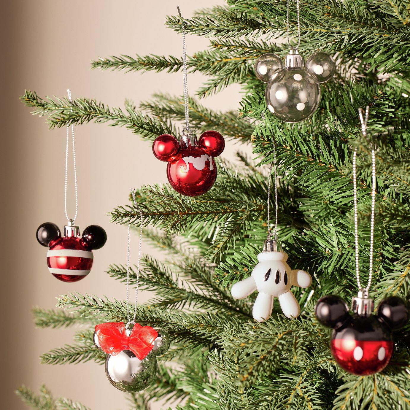 Argos Home Mickey Mouse Themed Christmas Bauble - Pack of 6