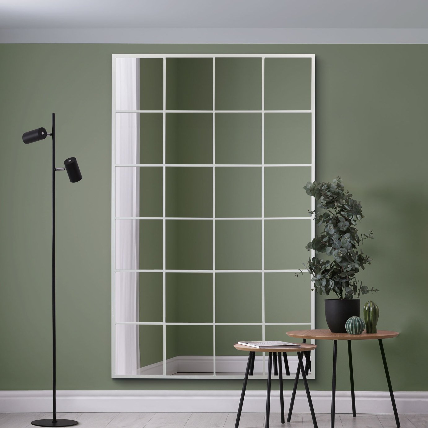 MirrorOutlet Fenestra White Metal Wall Mirror - 174x110cm