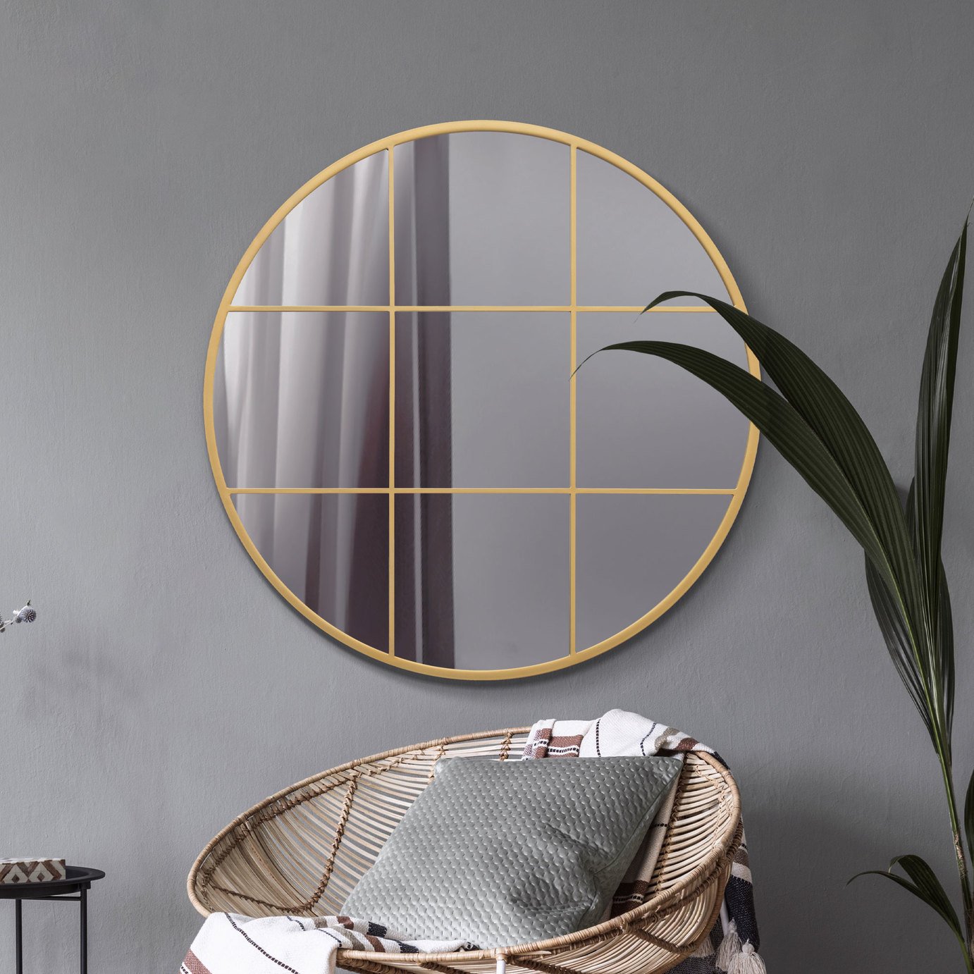MirrorOutlet Circulus Gold Metal Round Wall Mirror - 100cm