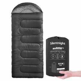 Silentnight 280 GSM Mummy Softfill Adult Sleeping Bag - Black/Grey