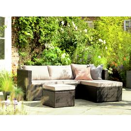 Buy Habitat 4 Seater Rattan Effect Garden Sofa Set Brown Patio sets Argos
