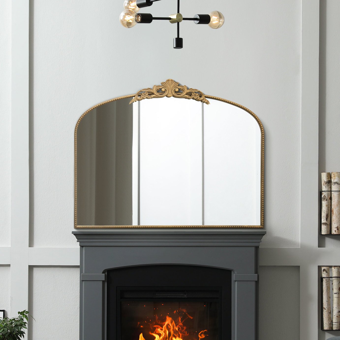 MirrorOutlet Crown Gold Metal Arch Wall Mirror - 102x80cm