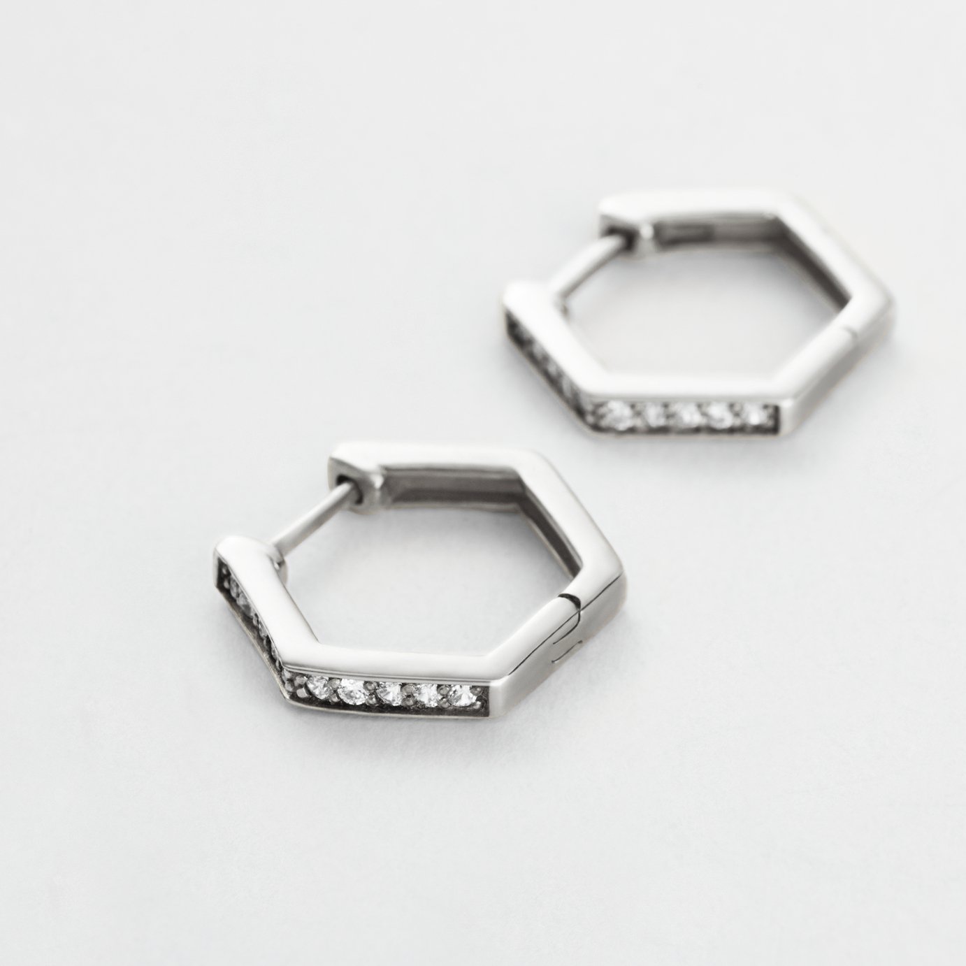 Revere Sterling Silver Round White Cubic Zirconia Drop Huggies Earrings