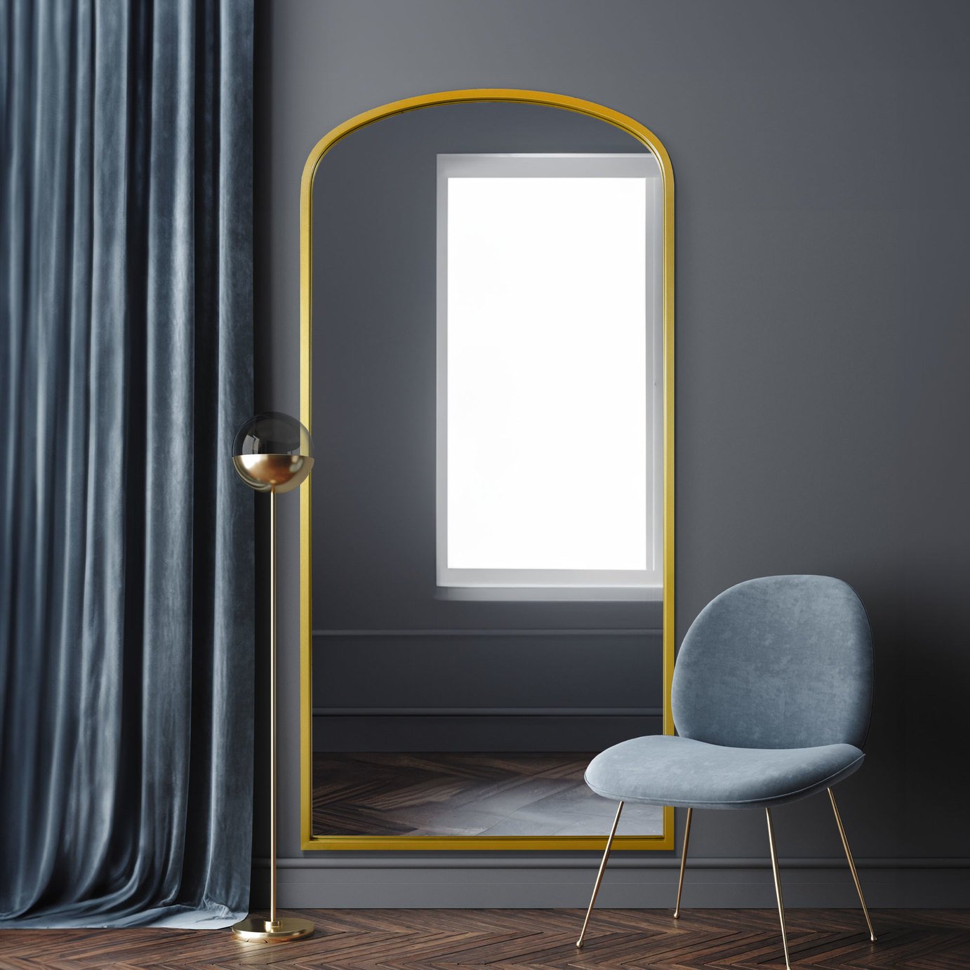 MirrorOutlet Angustus Gold Metal Wall Mirror - 170x85cm