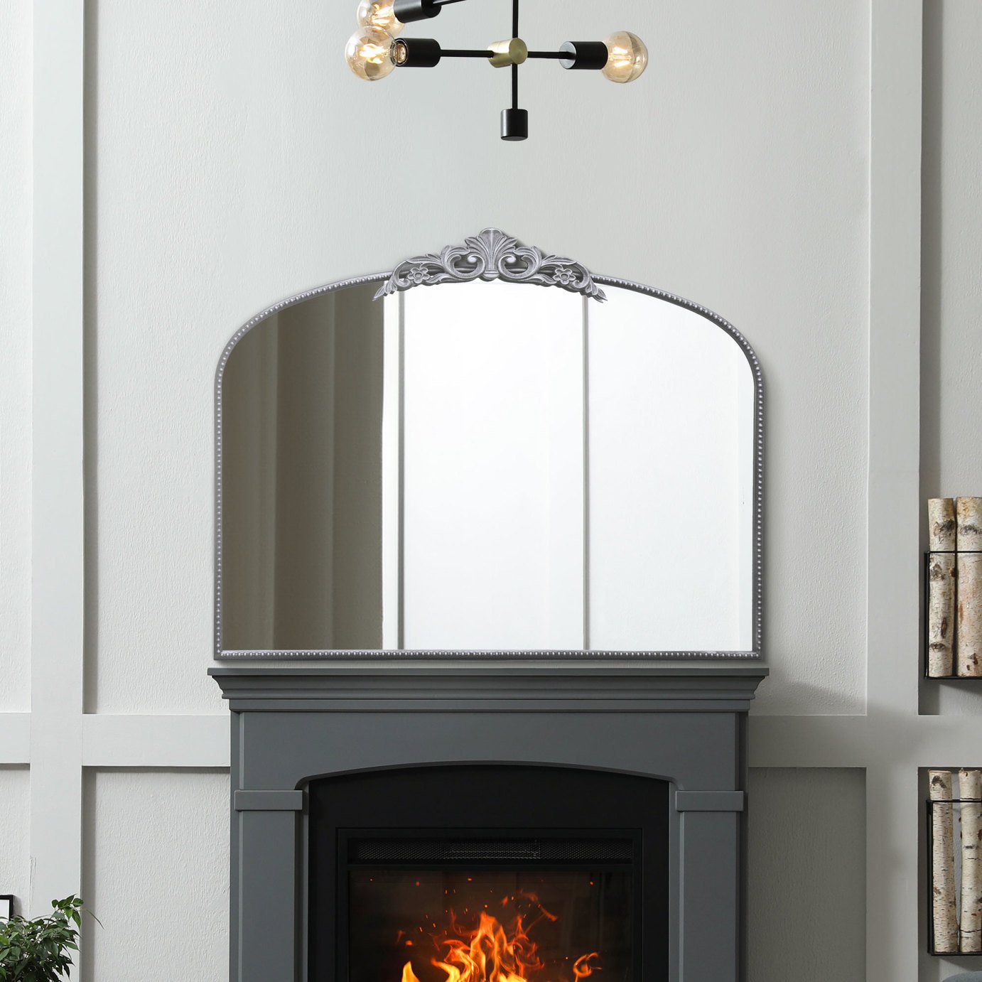 MirrorOutlet Crown Silver Metal Arch Wall Mirror - 102x80cm