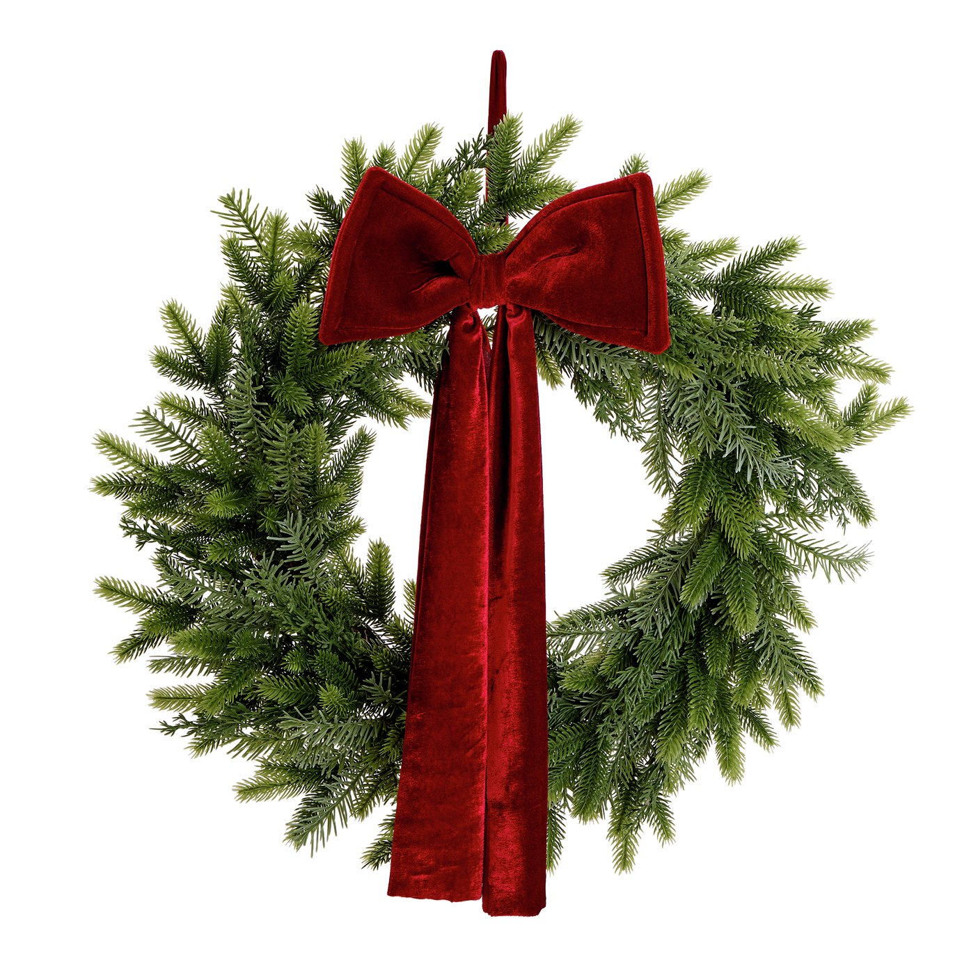 Argos Home Velvet Burgundy Bow Christmas Wreath
