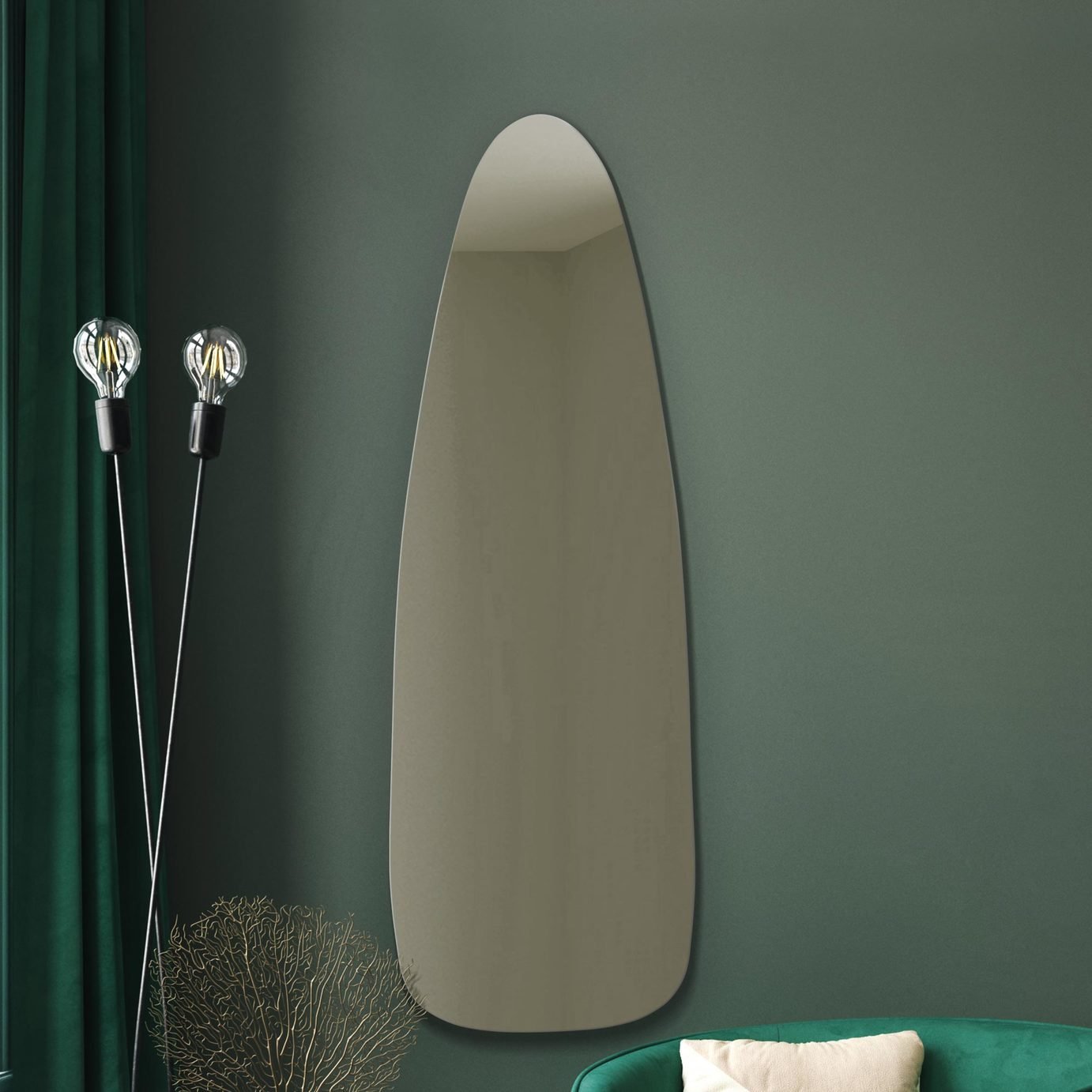 MirrorOutlet Lacuna Black Wood Pebble Wall Mirror - 120x40cm