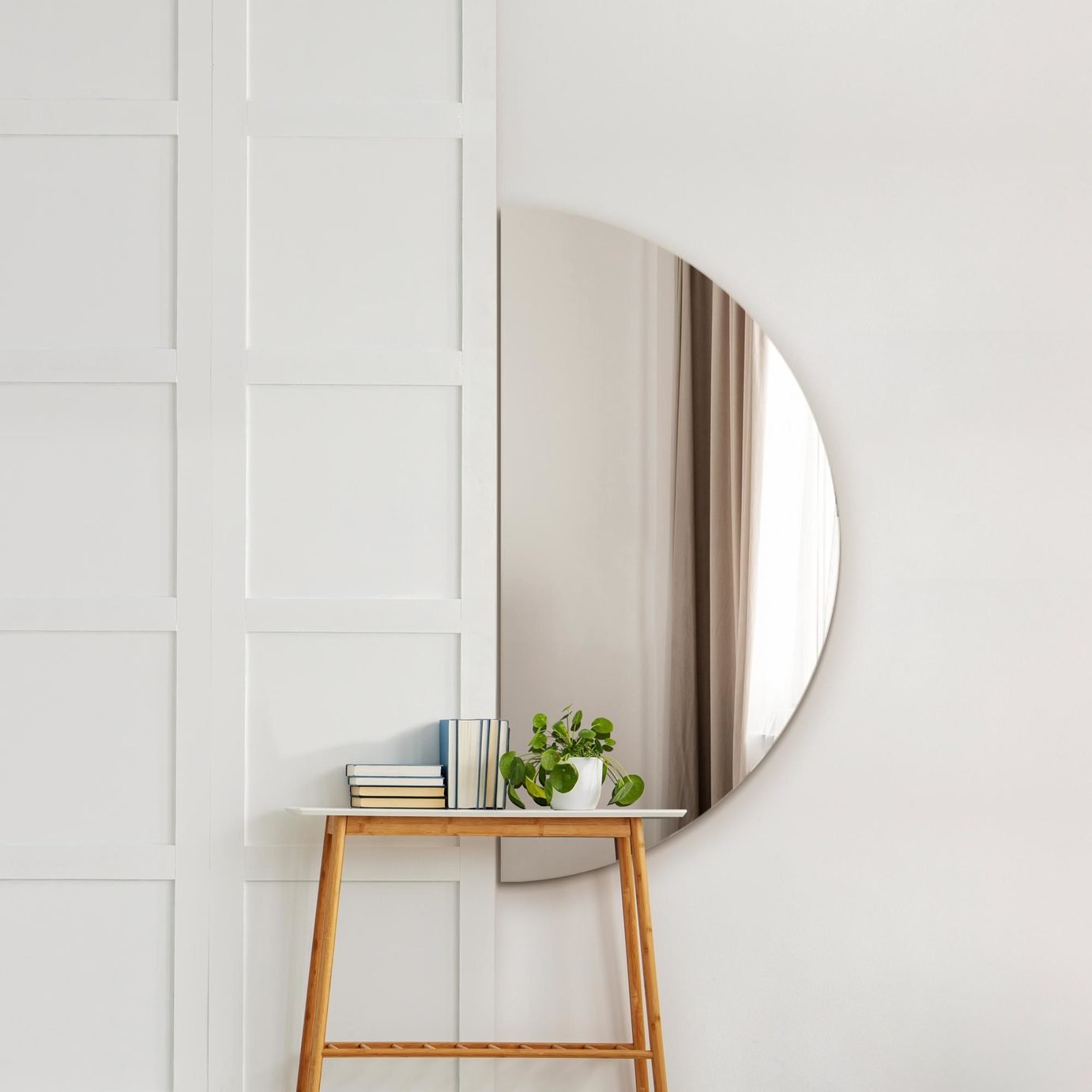 MirrorOutlet Lunae Black Wood Pebble Wall Mirror - 160x80cm