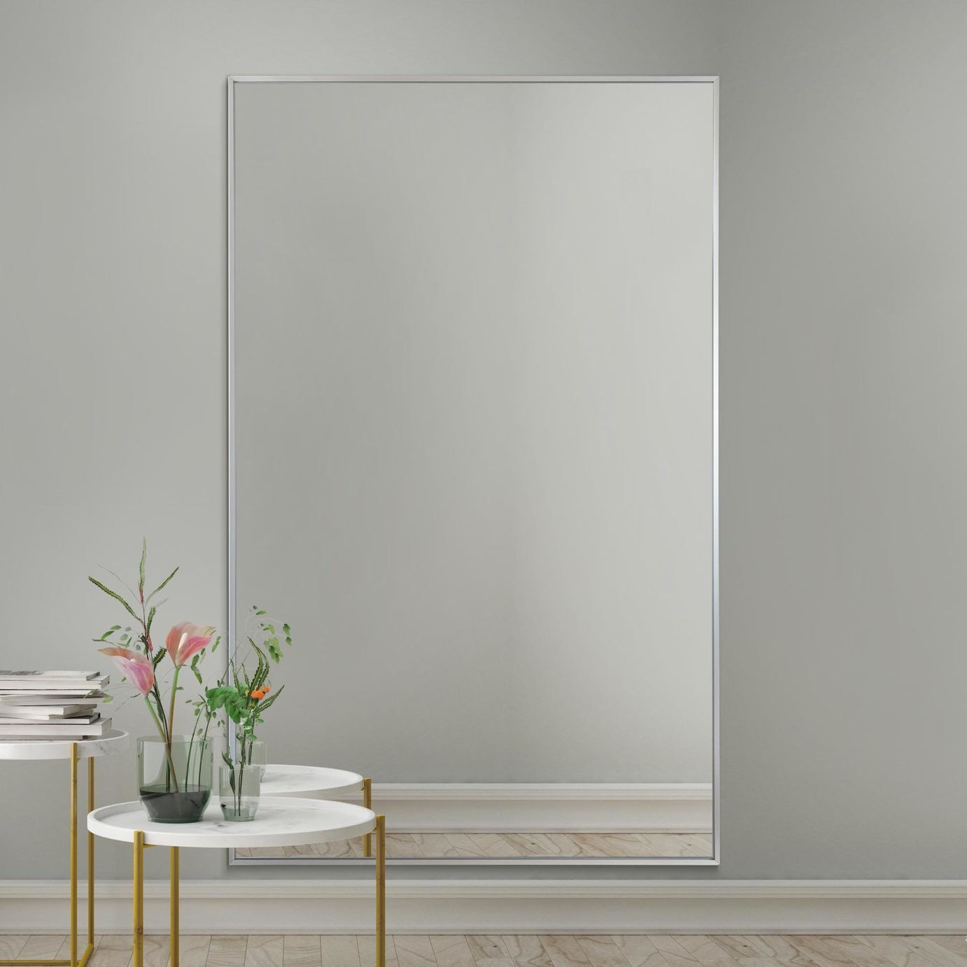 MirrorOutlet Artus Silver Metal Wall Mirror - 174x110cm
