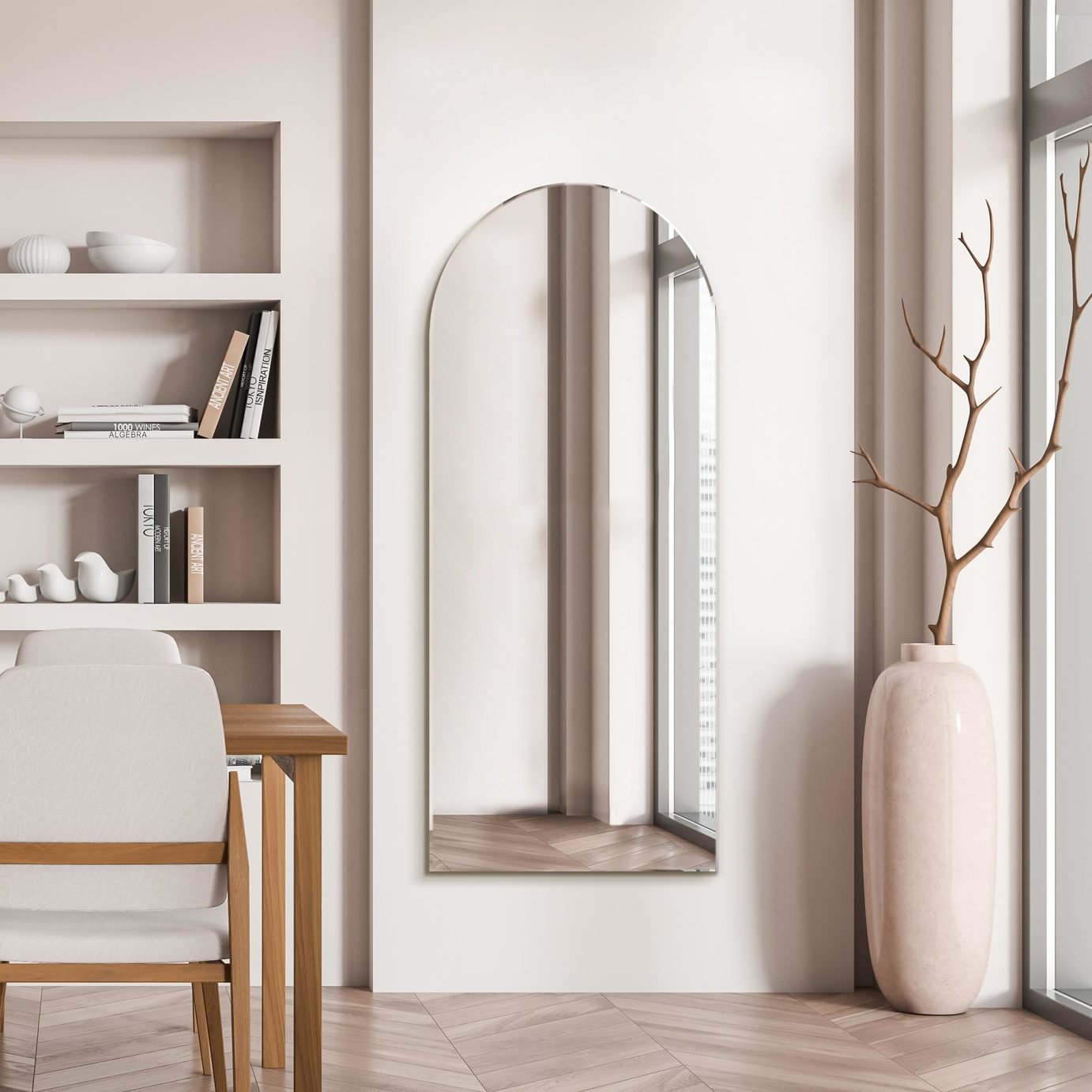MirrorOutlet Arcus Black Metal Arch Wall Mirror - 160x70cm