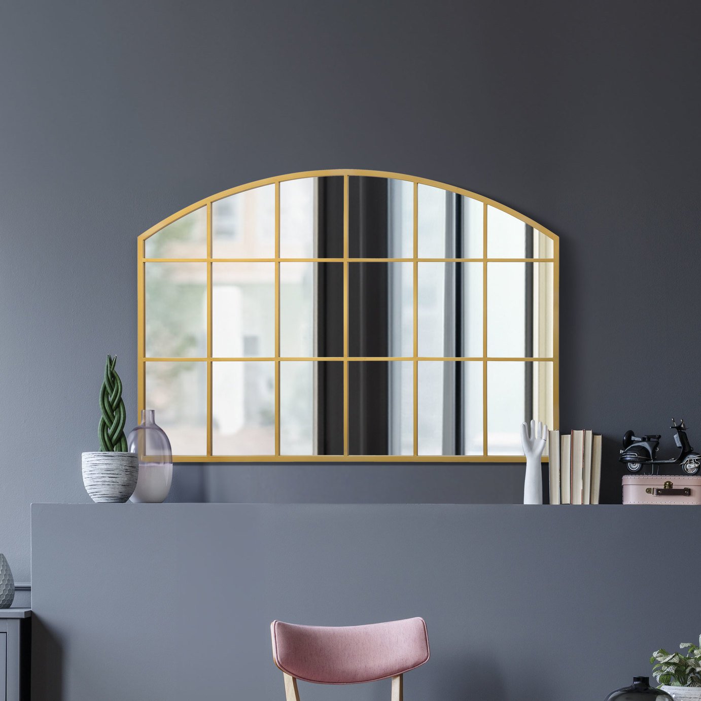 MirrorOutlet Arcus Gold Metal Arch Wall Mirror - 75x110cm