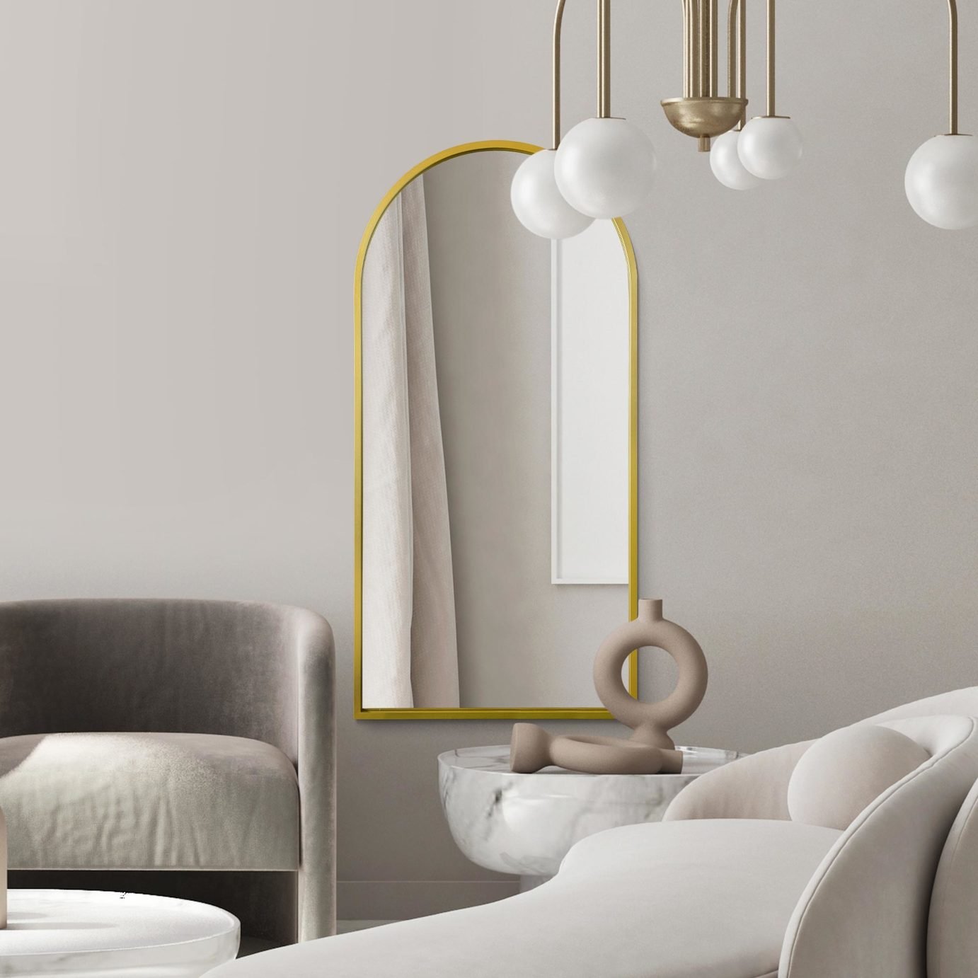 MirrorOutlet Arcus Gold Metal Arch Wall Mirror - 160x80cm