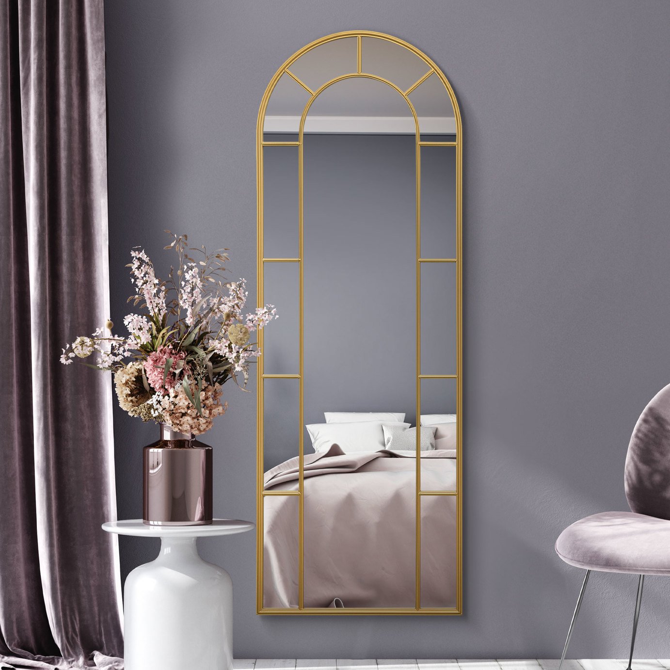 MirrorOutlet Arcus Gold Metal Wall Mirror - 170x60cm
