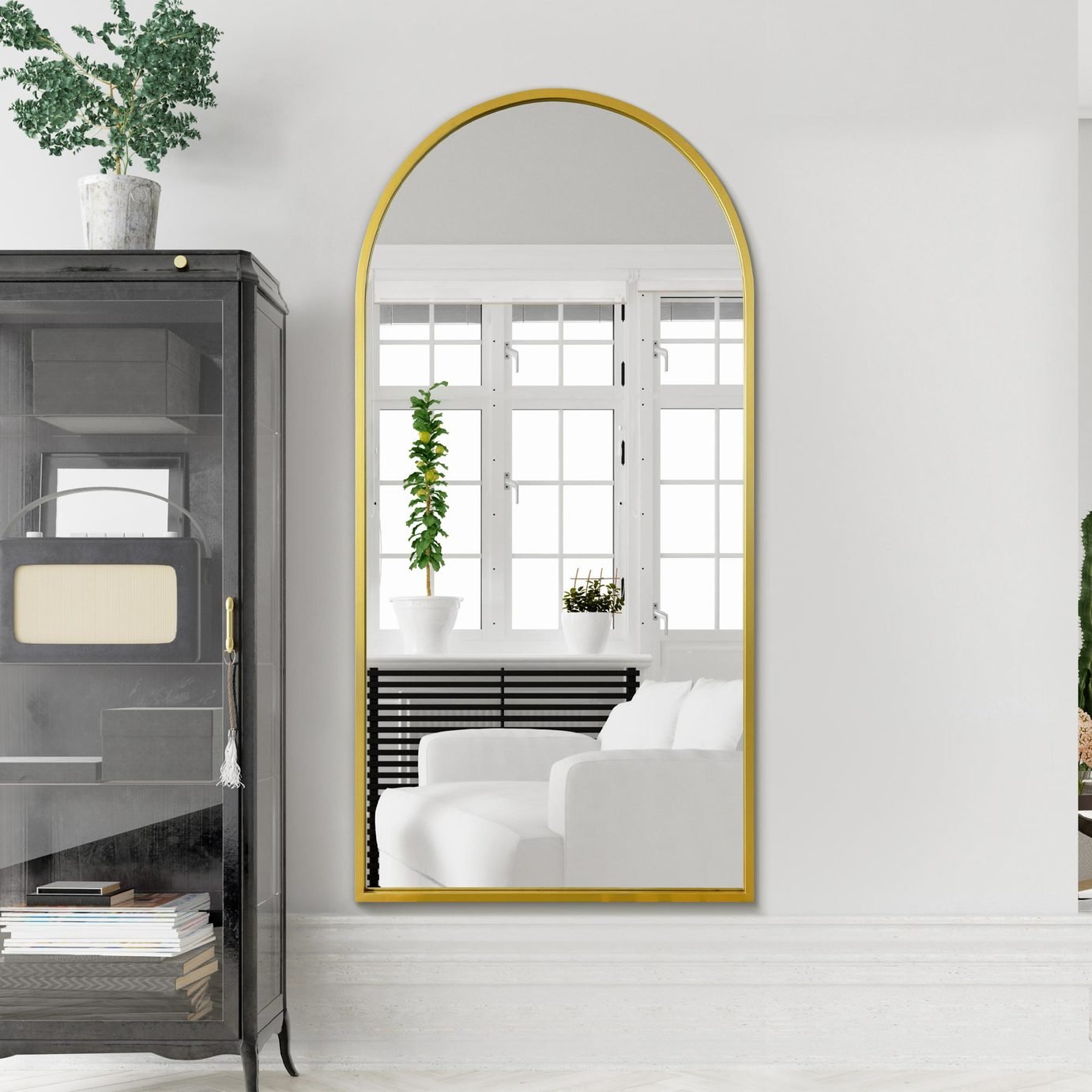 MirrorOutlet Arcus Gold Metal Arch Wall Mirror - 180x90cm