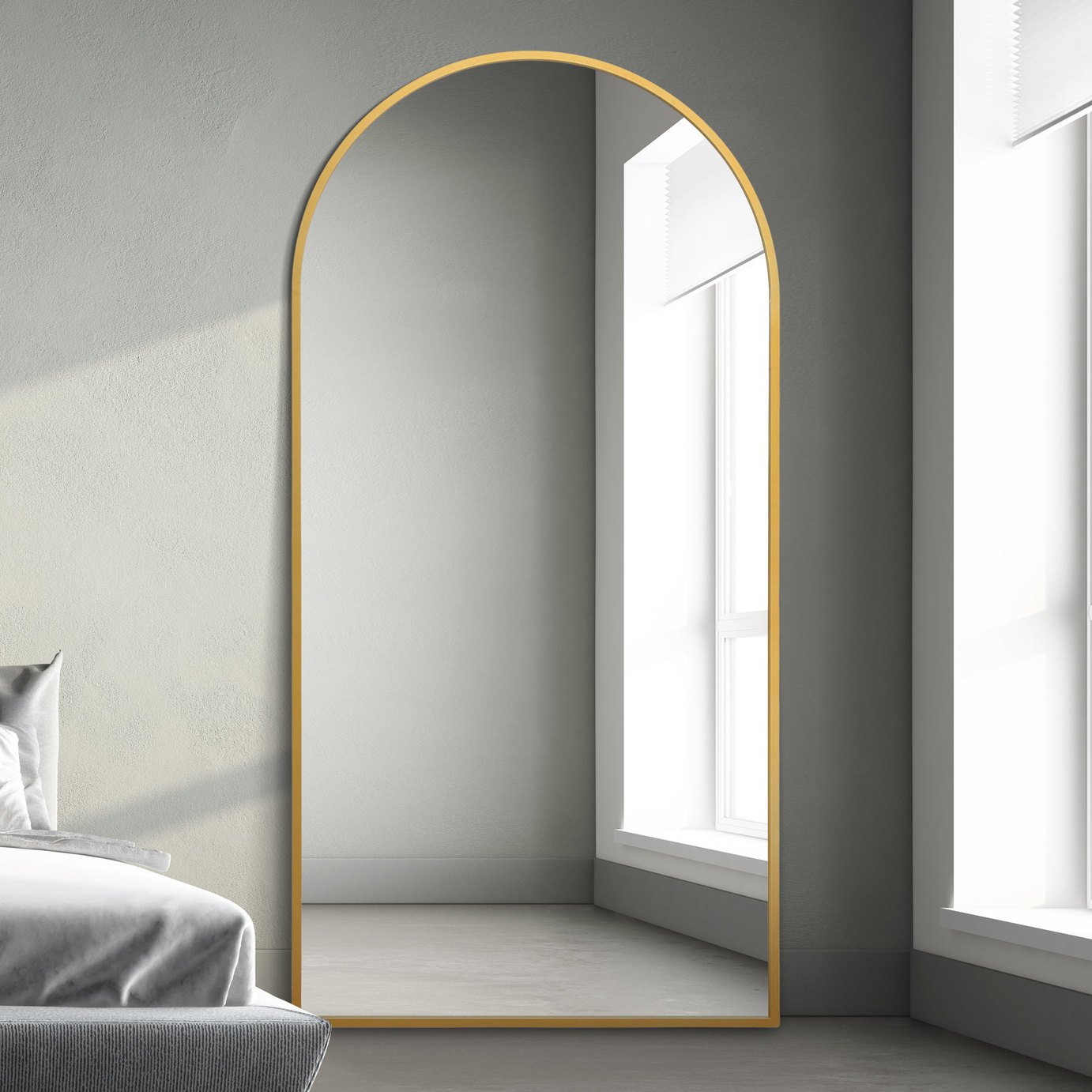 MirrorOutlet Arcus Gold Metal Arch Wall Mirror - 200x100cm